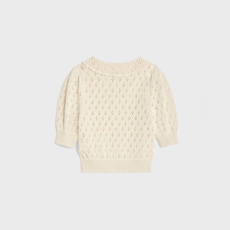 Celine o1w1db10526 2AE8S8 Cropped Cardigan in White Size M / US 6-8 / IT 42-44 - 2 Thumbnail