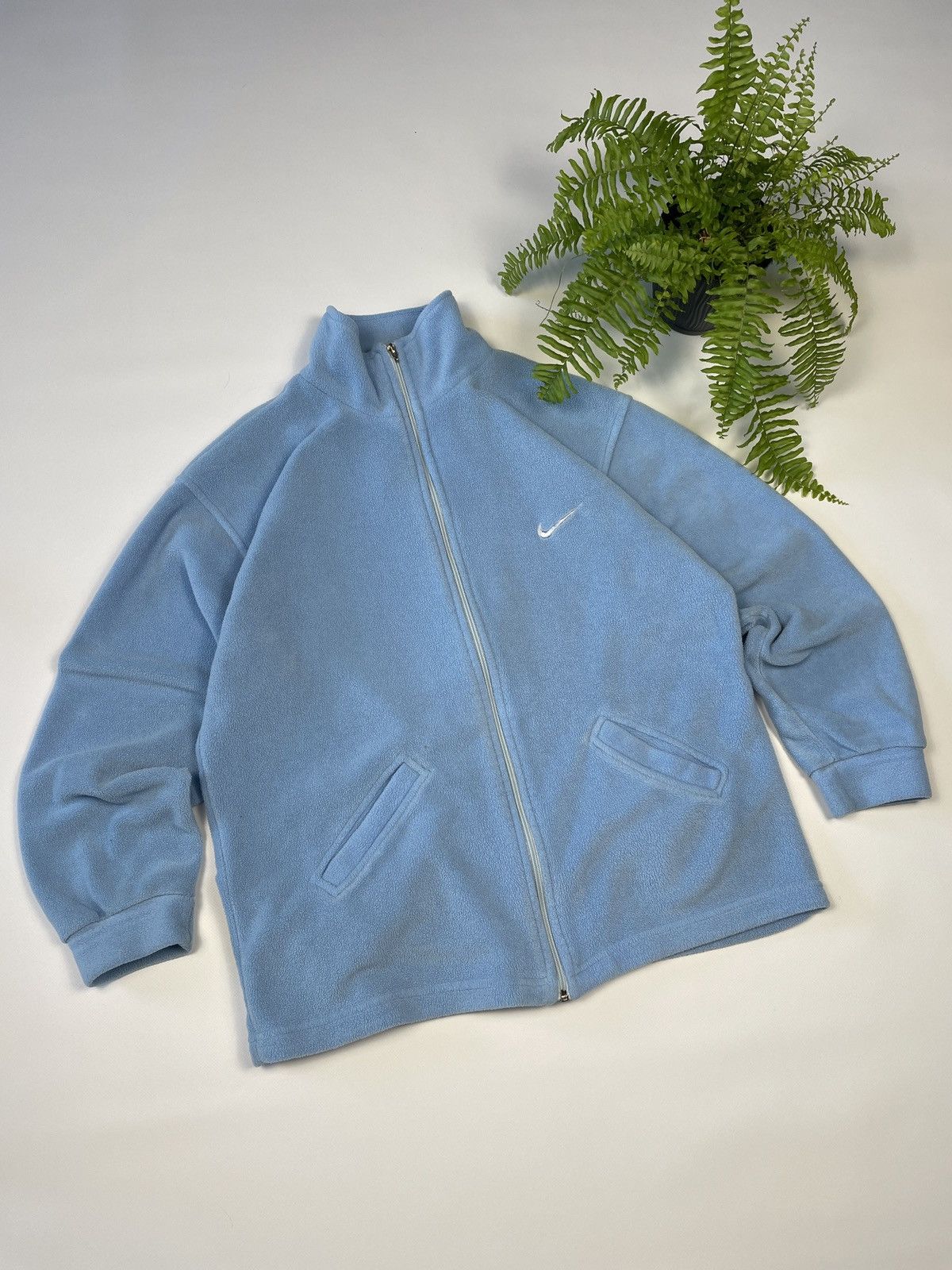 Nike × Nike ACG × Vintage Vintage Nike Fleece Baby Blue Big Swoosh Size US XL / EU 56 / 4 - 2 Thumbnail