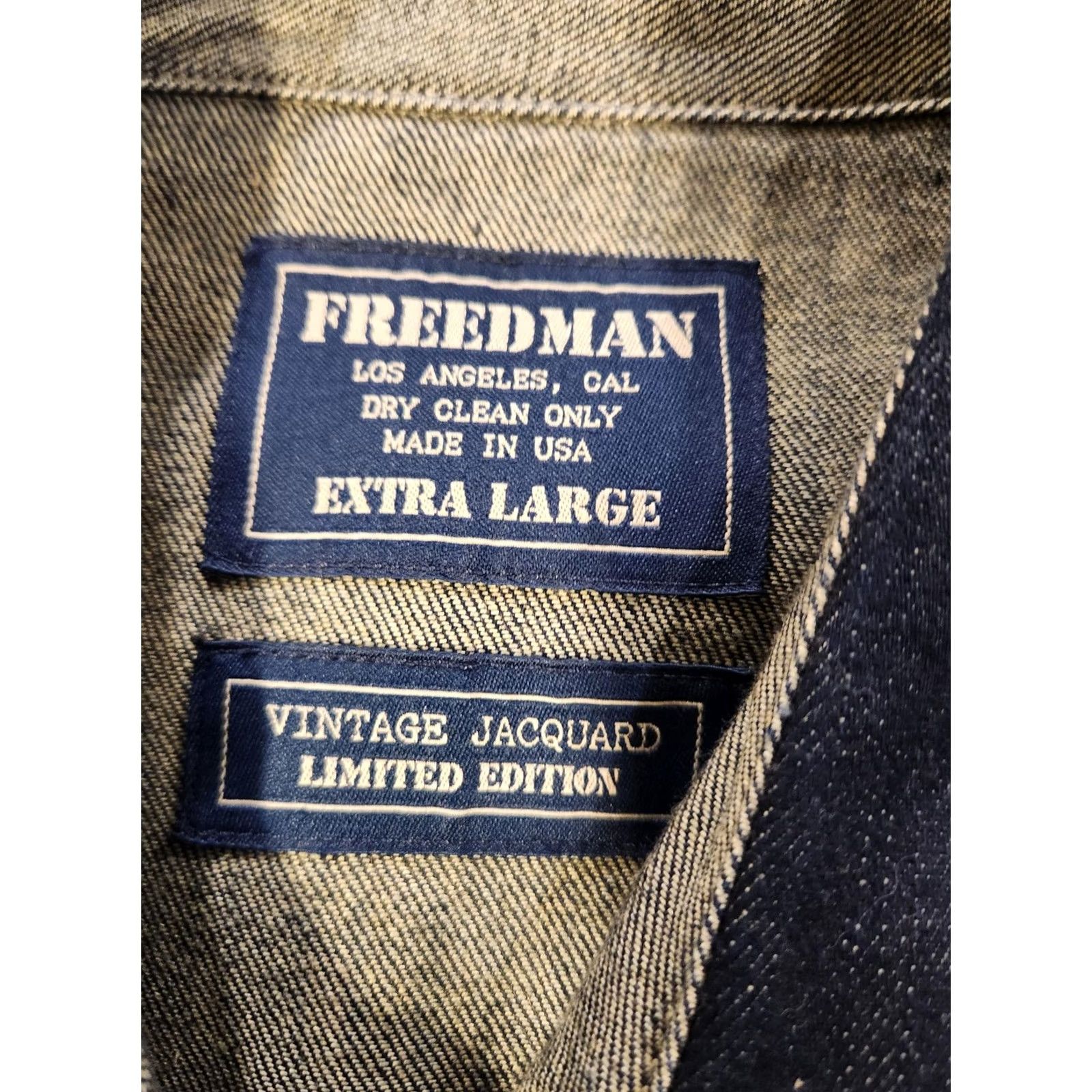 Vintage Freedman Shirt Mens XL Blue Denim Limited Edition Western Jacquard Button-Up Size US XL / EU 56 / 4 - 2 Thumbnail
