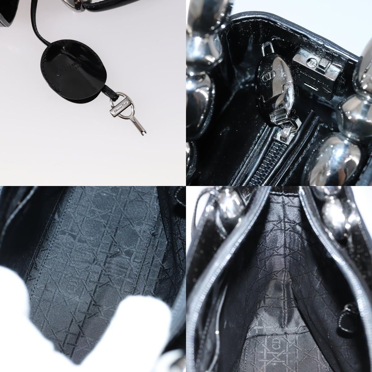 Dior DIOR Maris Pearl Hand Bag Patent Leather Black Silver Size ONE SIZE - 11 Thumbnail