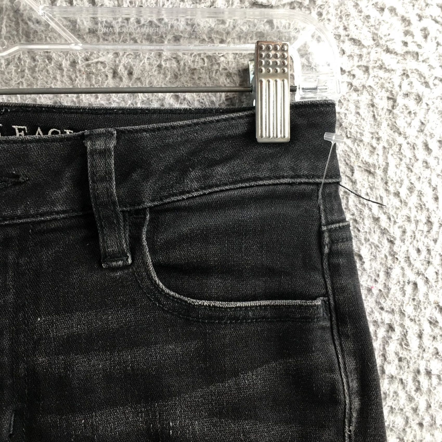 American Eagle Outfitters American Eagle Outfitters Jegging Ankle Jeans Womens 0R Black Denim Distressed Jeans Womens Regular 0 Size 25" / US 0 / IT 36 - 4 Thumbnail