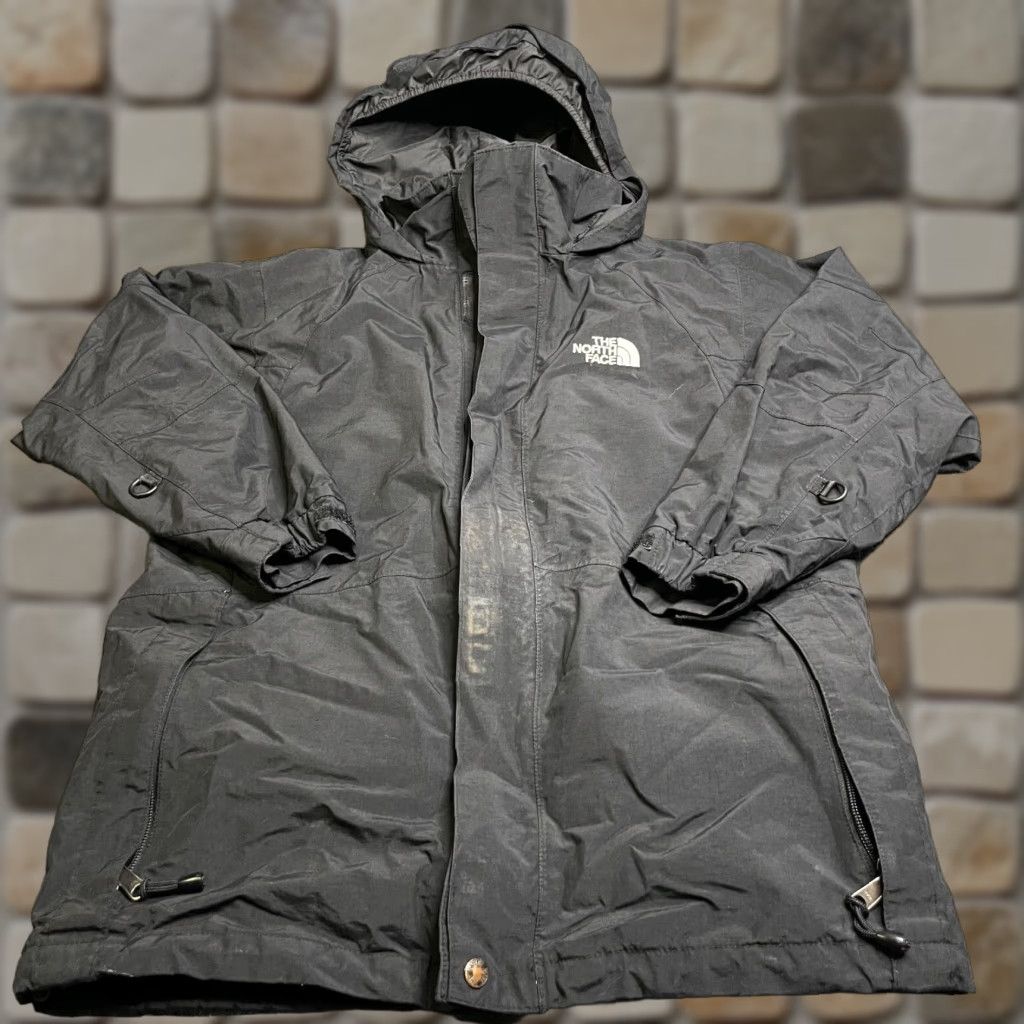 The North Face Boys Rain Jacket Large Black Hooded Long Sleeve