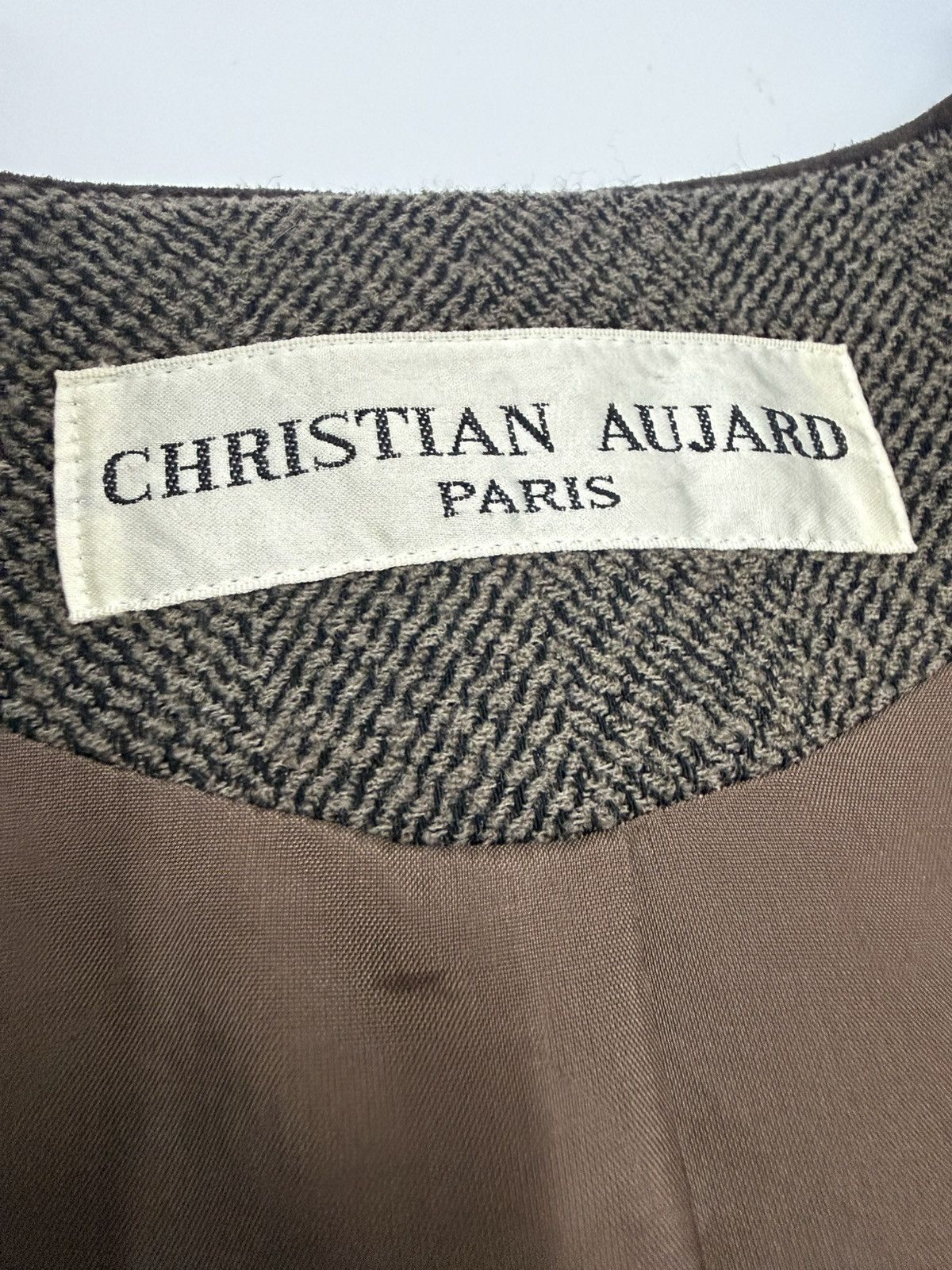French Connection Christian Aujard Herringbone Collarless Coat Classic France Size M / US 6-8 / IT 42-44 - 8 Thumbnail