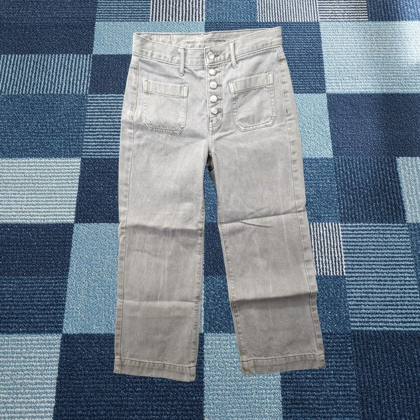 Vintage American Eagle Womens Gray Denim Wide-Leg Cropped Button Fly Jeans Size 0 Size 25" / US 0 / IT 36 - 1 Thumbnail