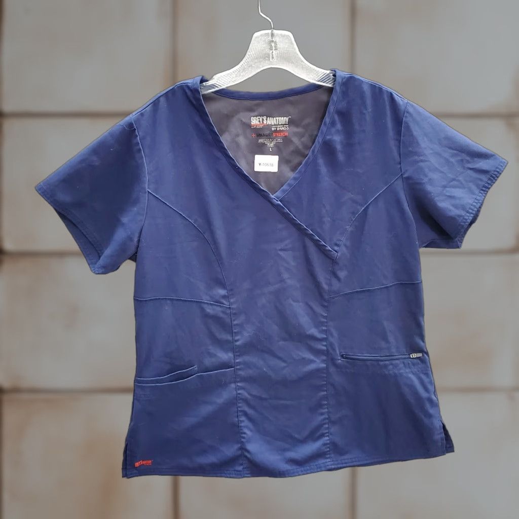 Vintage Grey's Anatomy Top Women Large Blue Spandex Stretch Short ...