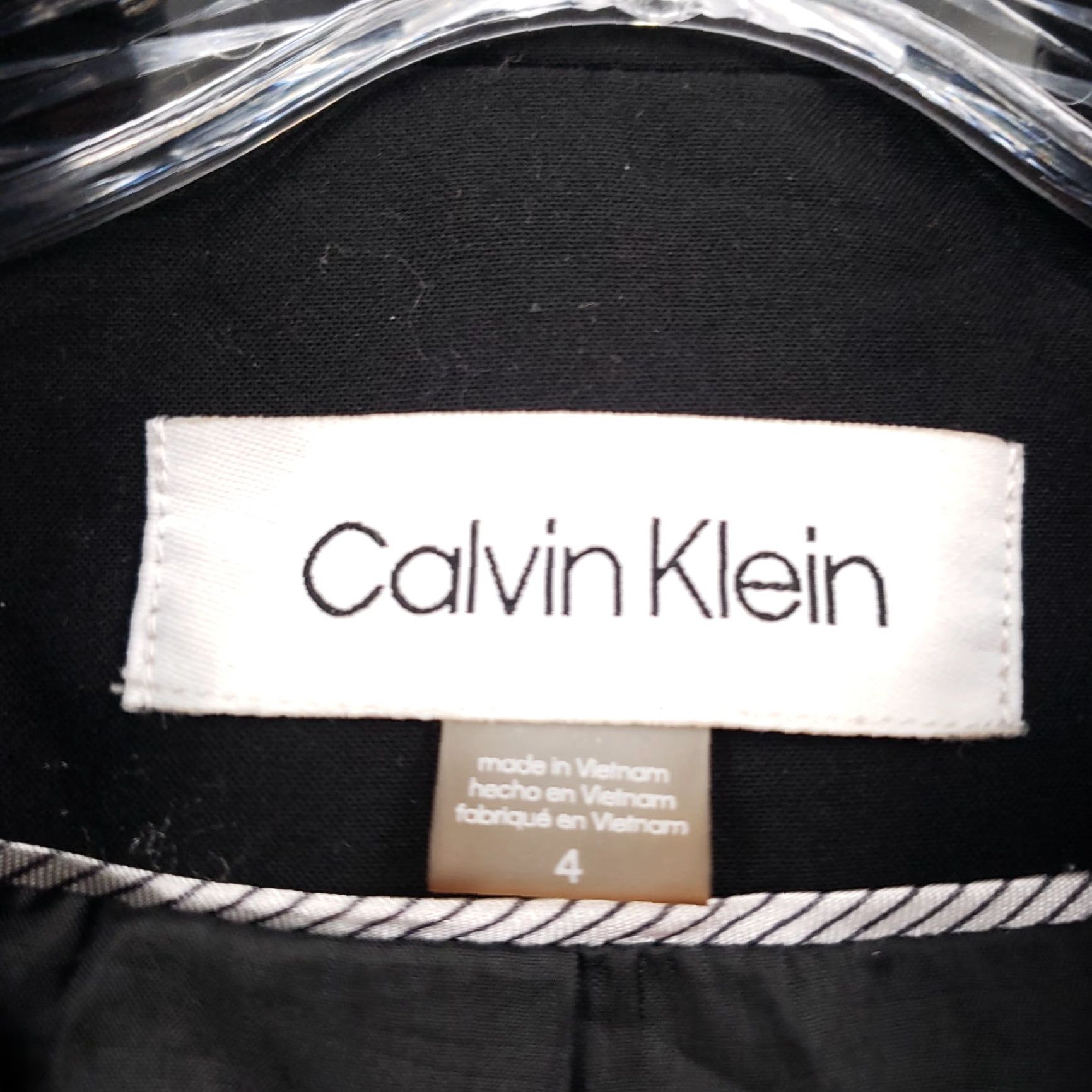 Calvin Klein Calvin Klein Blazer Women Black Two-Button Stretch Jacket Career Work Suit Jacket Regular Size 4 Notch Lapel Solid Long Sleeve) Size S / US 4 / IT 40 - 7 Thumbnail
