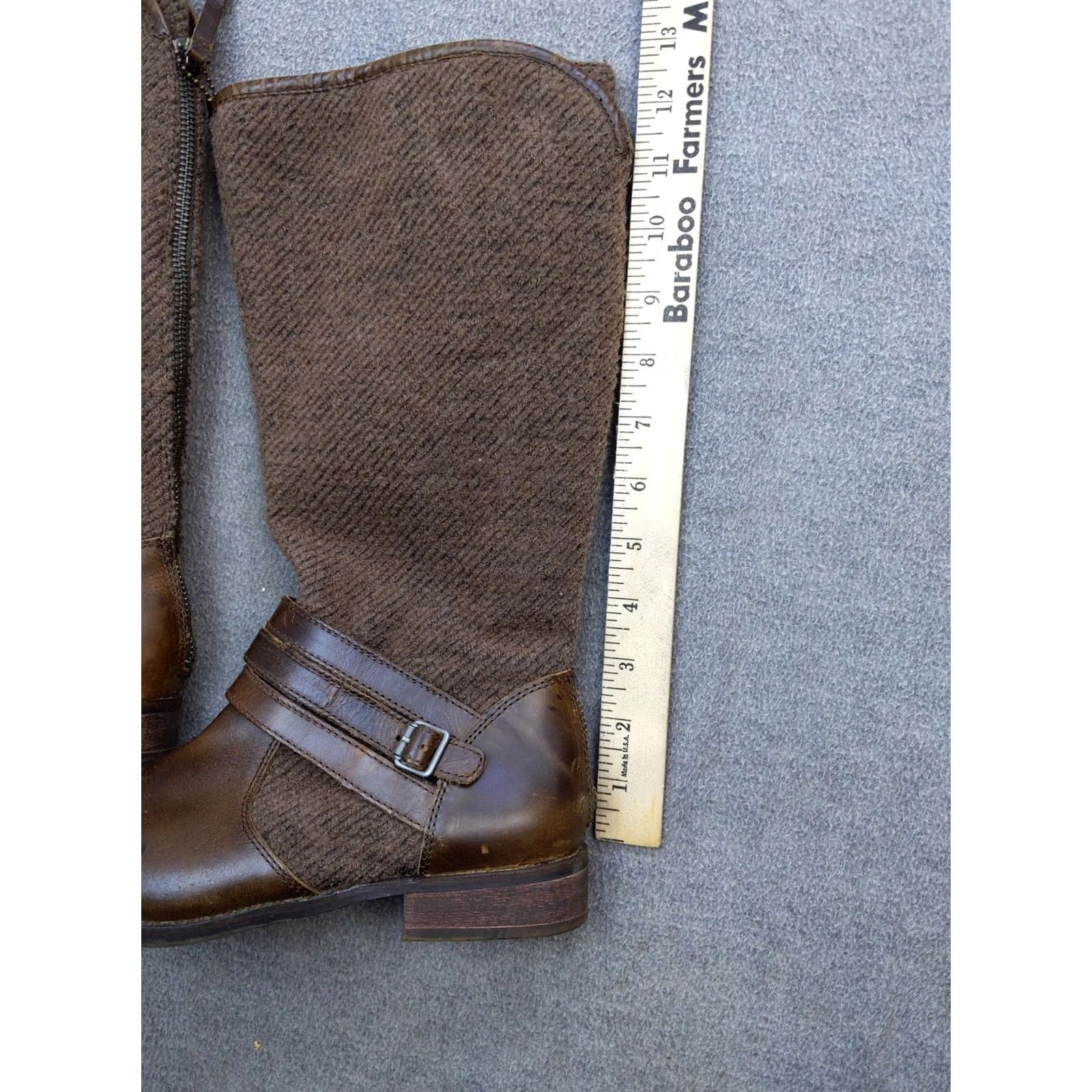 Vintage CAT Caterpillar Boots Womens 6.5 37.5 Brown Leather Knit Tall Riding Back Zip Boots Women Brown Leather Knit Tall Riding Back Zip with Buckle Strap Size US 7 / IT 37 - 2 Thumbnail