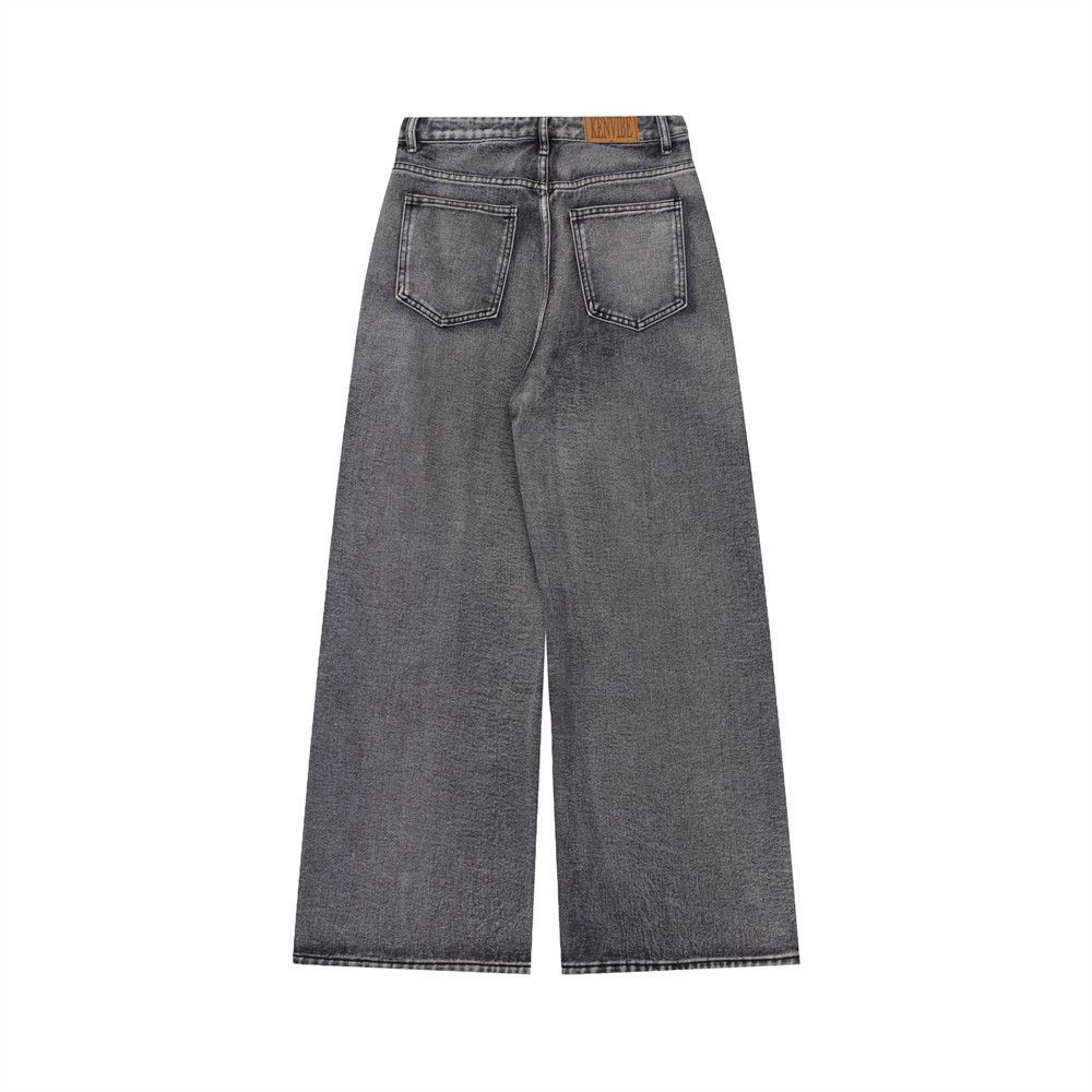 Vintage Men's trendy washed distressed splatter paint wide-leg jeans Size US 32 / EU 48 - 2 Thumbnail