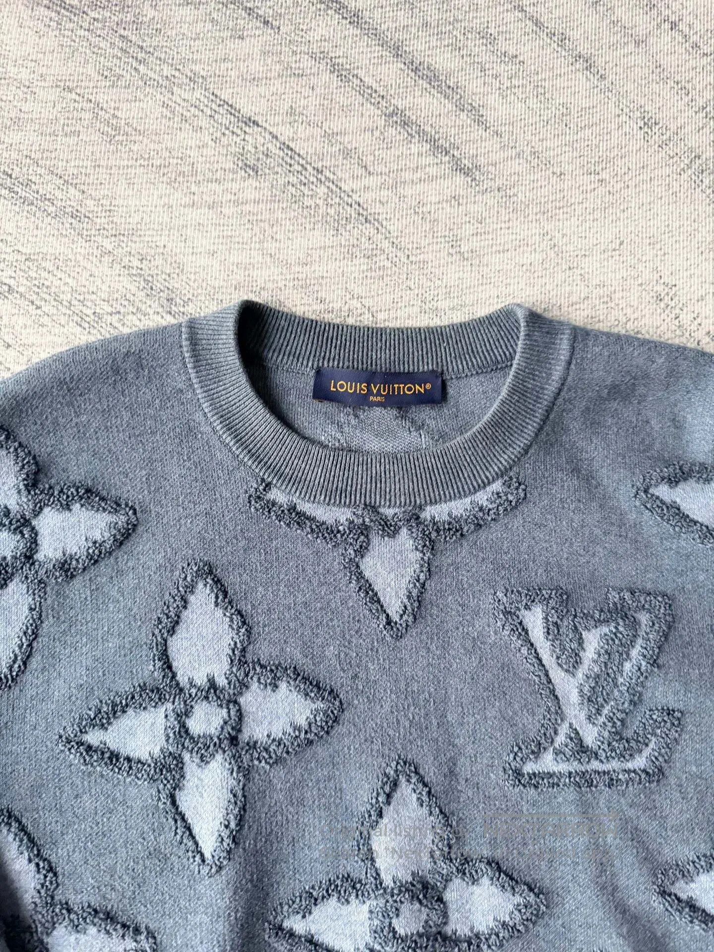 Louis Vuitton LV Denim Blue Logo Knit Sweater XL. Size US XL / EU 56 / 4 - 5 Thumbnail