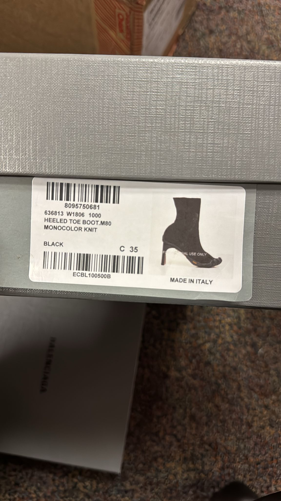 Balenciaga o1rshd1 Monocolor Knit Heeled Toe Boots in Black Size US 5 / IT 35 - 9 Thumbnail