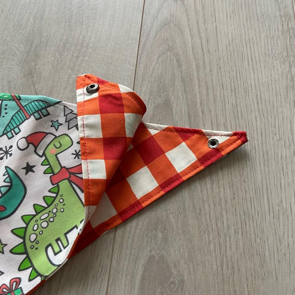 Designer Plaid and Dinosaur Dog Bandana Size ONE SIZE - 3 Thumbnail