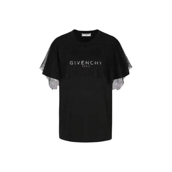Givenchy Givenchy Black Lace Cotton T-Shirt Women's Size S / US 4 / IT 40 - 1 Thumbnail
