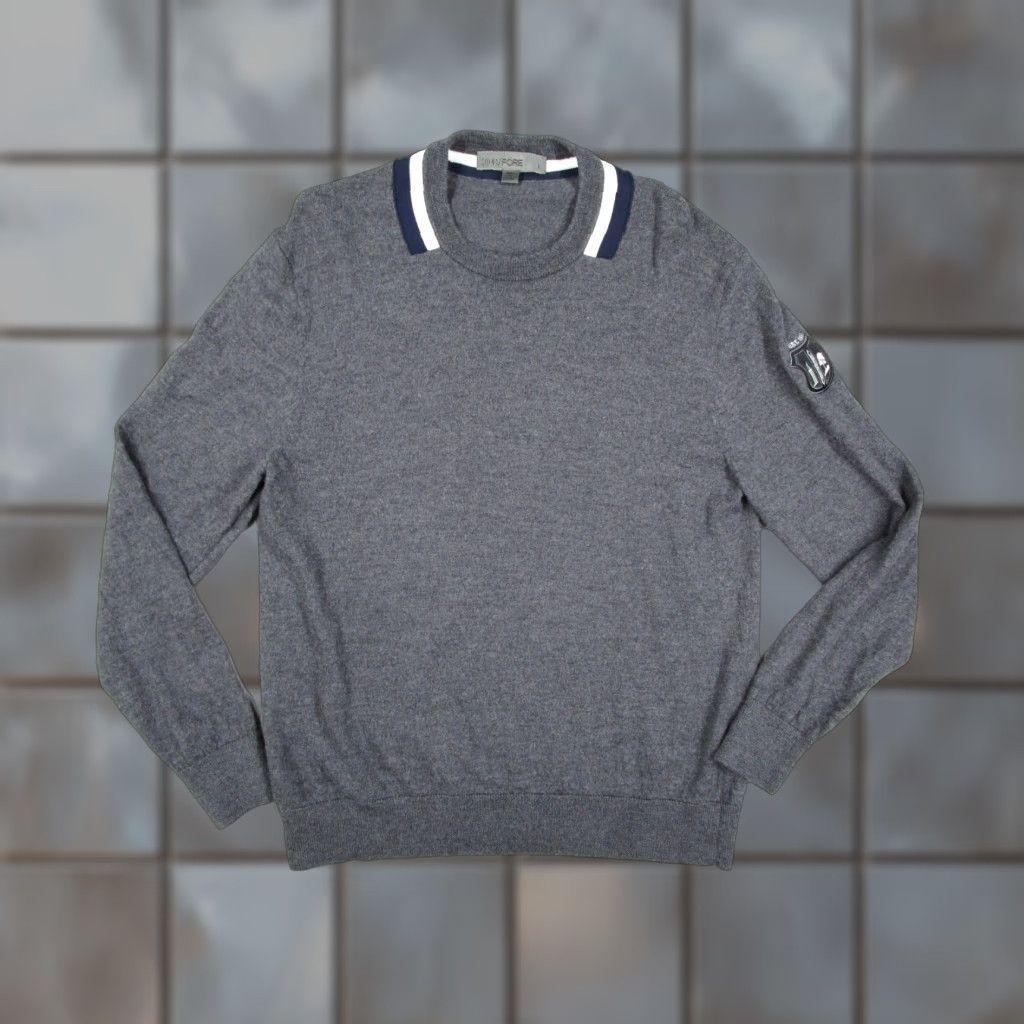 G/FORE Sweater Mens Large Gray Colourblock Wool Crew Golf Crest Patch Pullover