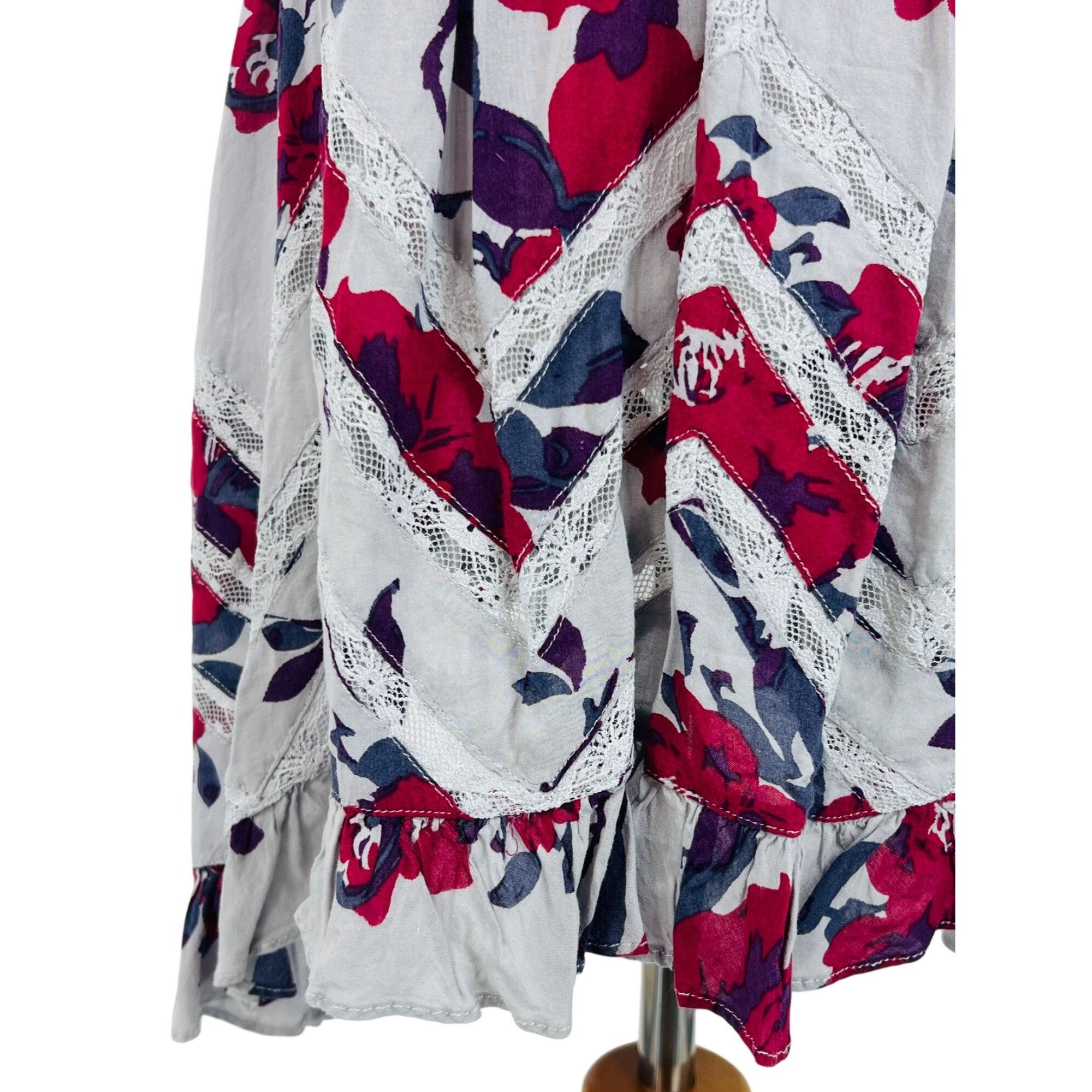 Free People Free People Gray Floral Trapeze Mini Slip Dress| Whimsigoth Size M / US 6-8 / IT 42-44 - 10 Thumbnail
