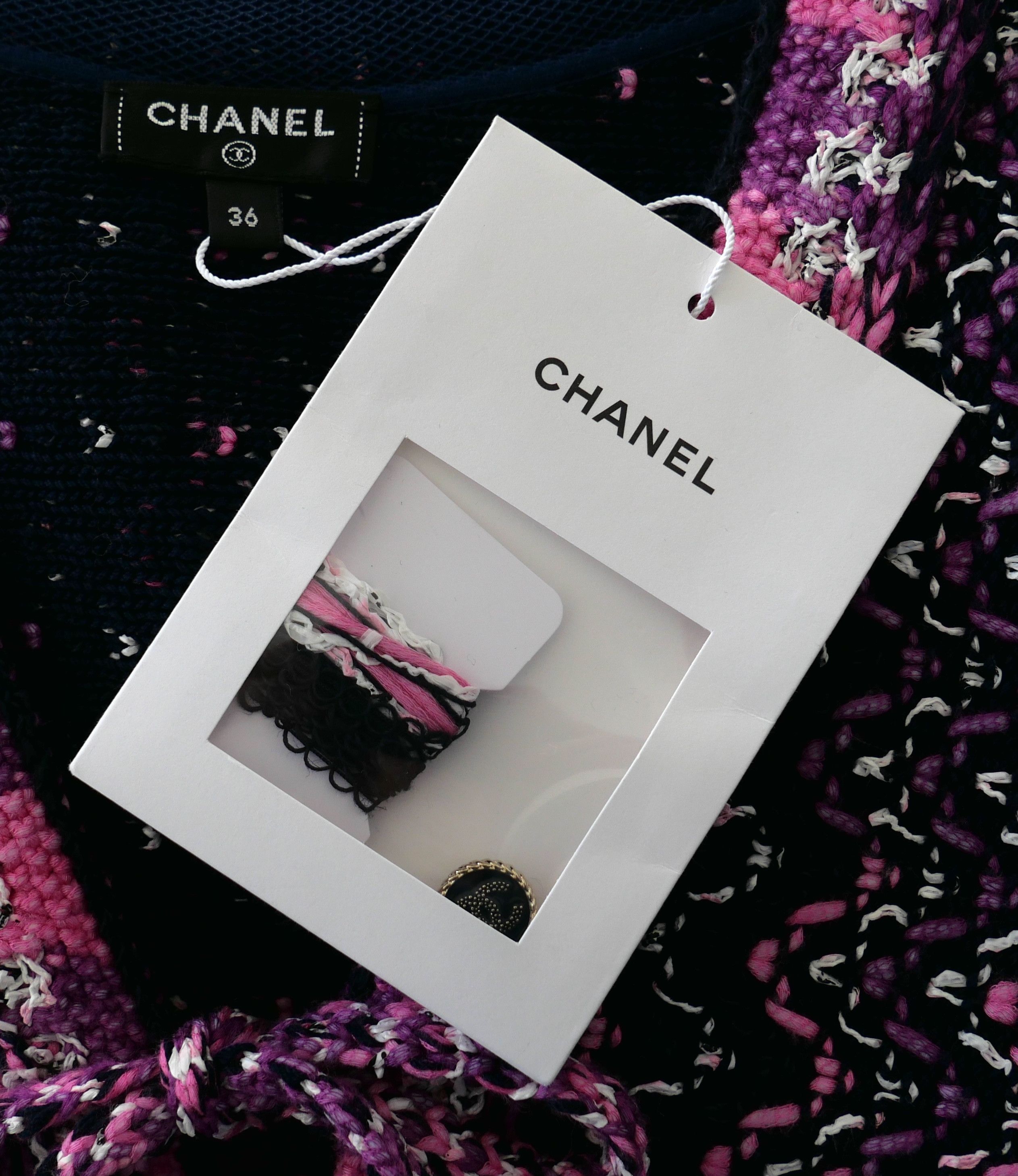 Chanel Chanel Spring 2021 Navy & Pink Knit Jacket 21P Size XS / US 0-2 / IT 36-38 - 8 Thumbnail