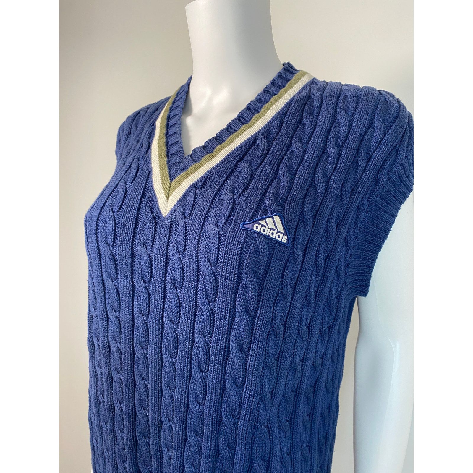 Adidas Vintage Adidas Cable Knit Tennis Vest Size ONE SIZE - 2 Thumbnail