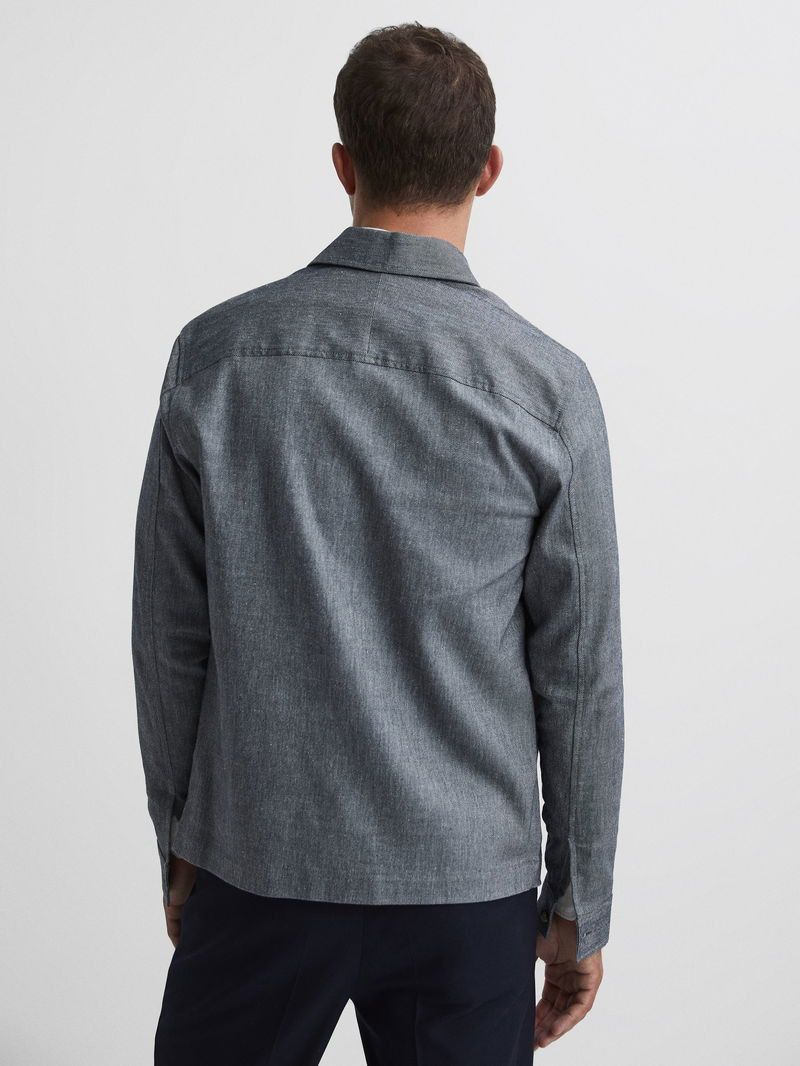 Designer × Reiss Reiss Habanero Chambray Twin Pocket Overshirt Inigo Size L Size US L / EU 52-54 / 3 - 15 Thumbnail