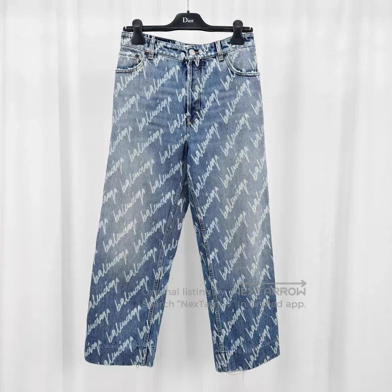 Balenciaga Balenciaga size M Cursive letter all-over print jeans Size 25" / US 0 / IT 36 - 1 Thumbnail