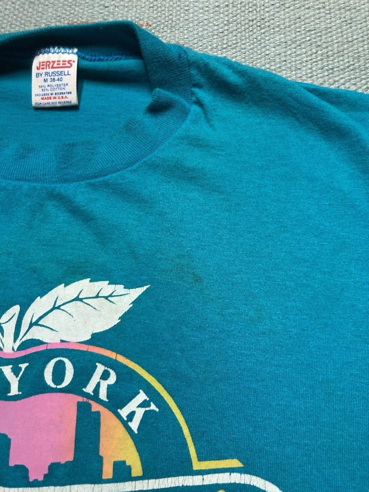 Jerzees × Vintage 80s t shirt New York the big apple rainbow soft thin medium Size US M / EU 48-50 / 2 - 5 Thumbnail