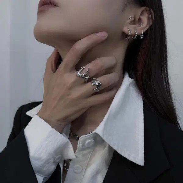 Jewelry Silver Claw Rings Set Size ONE SIZE - 4 Thumbnail
