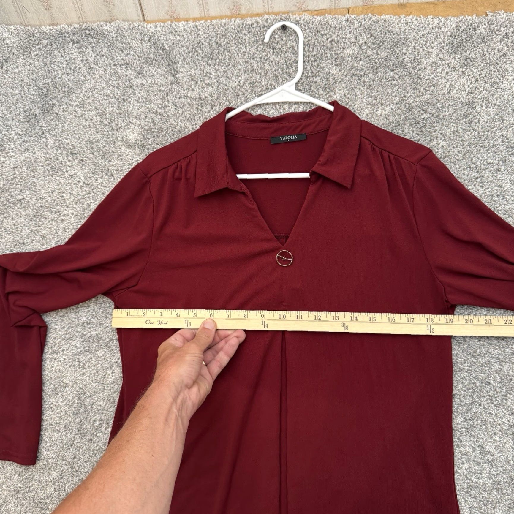 Vintage Business Casual Blouse Large Burgundy O-ring Workwear Office Chic Minimalist Size L / US 10 / IT 46 - 2 Thumbnail