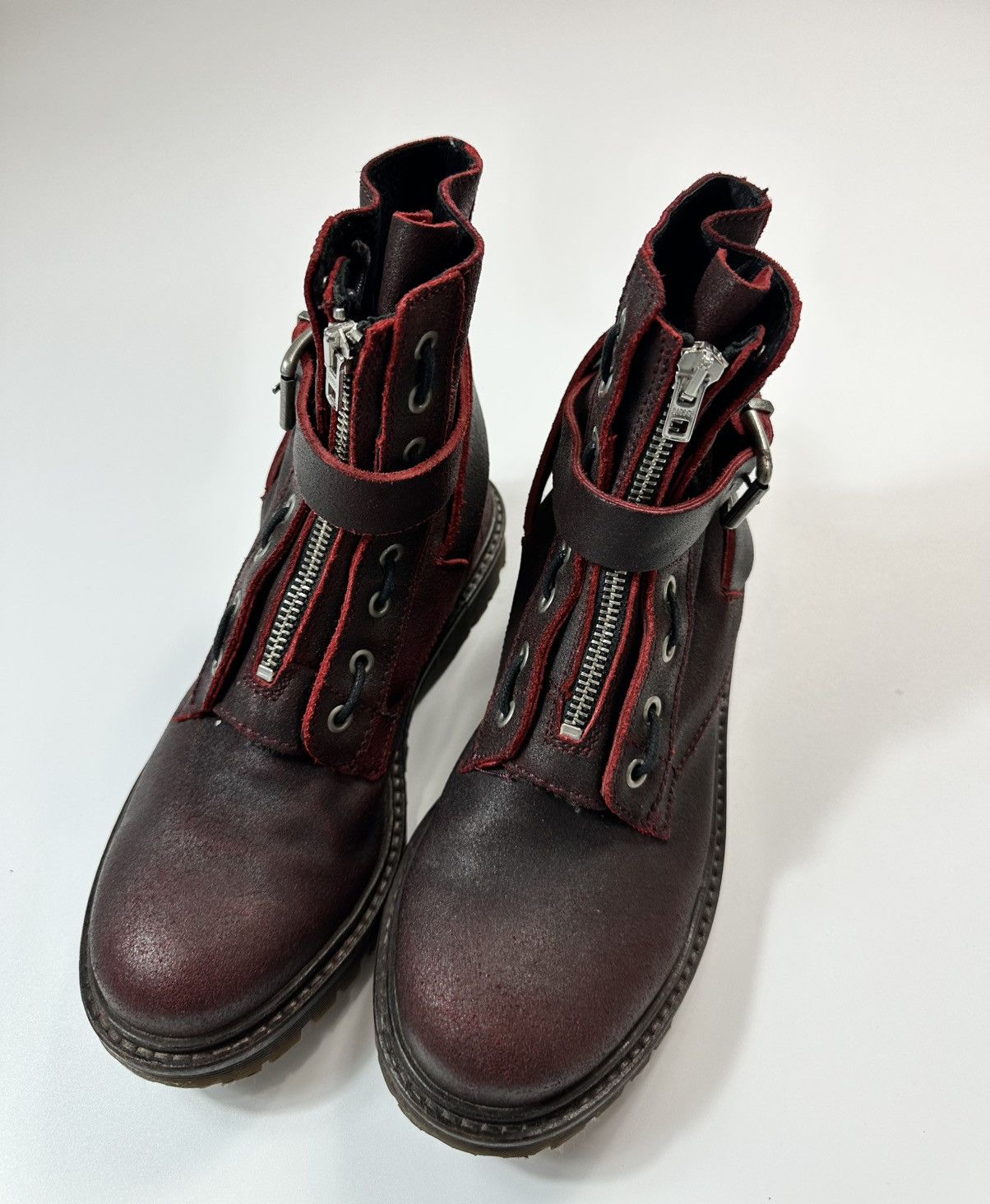 Diesel Diesel Leather Boots 36 Size Burgundy Y2K Made In Portugal Size US 6 / IT 36 - 6 Thumbnail