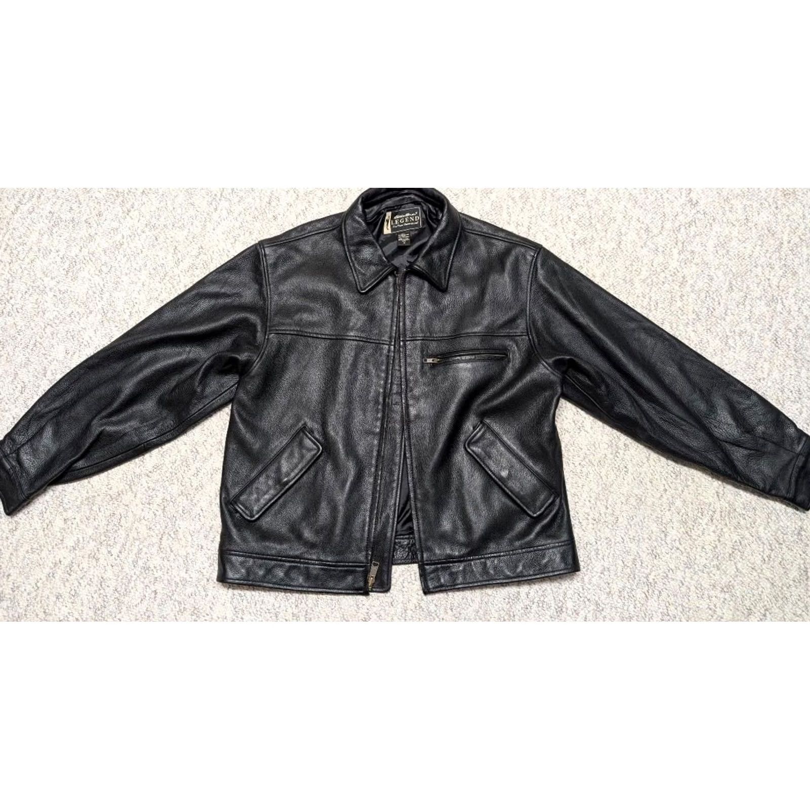 Eddie Bauer VINTAGE Eddie Bauer leather jacket M black JOURNEYMAN legend motorcycle bomber Size US M / EU 48-50 / 2 - 6 Thumbnail