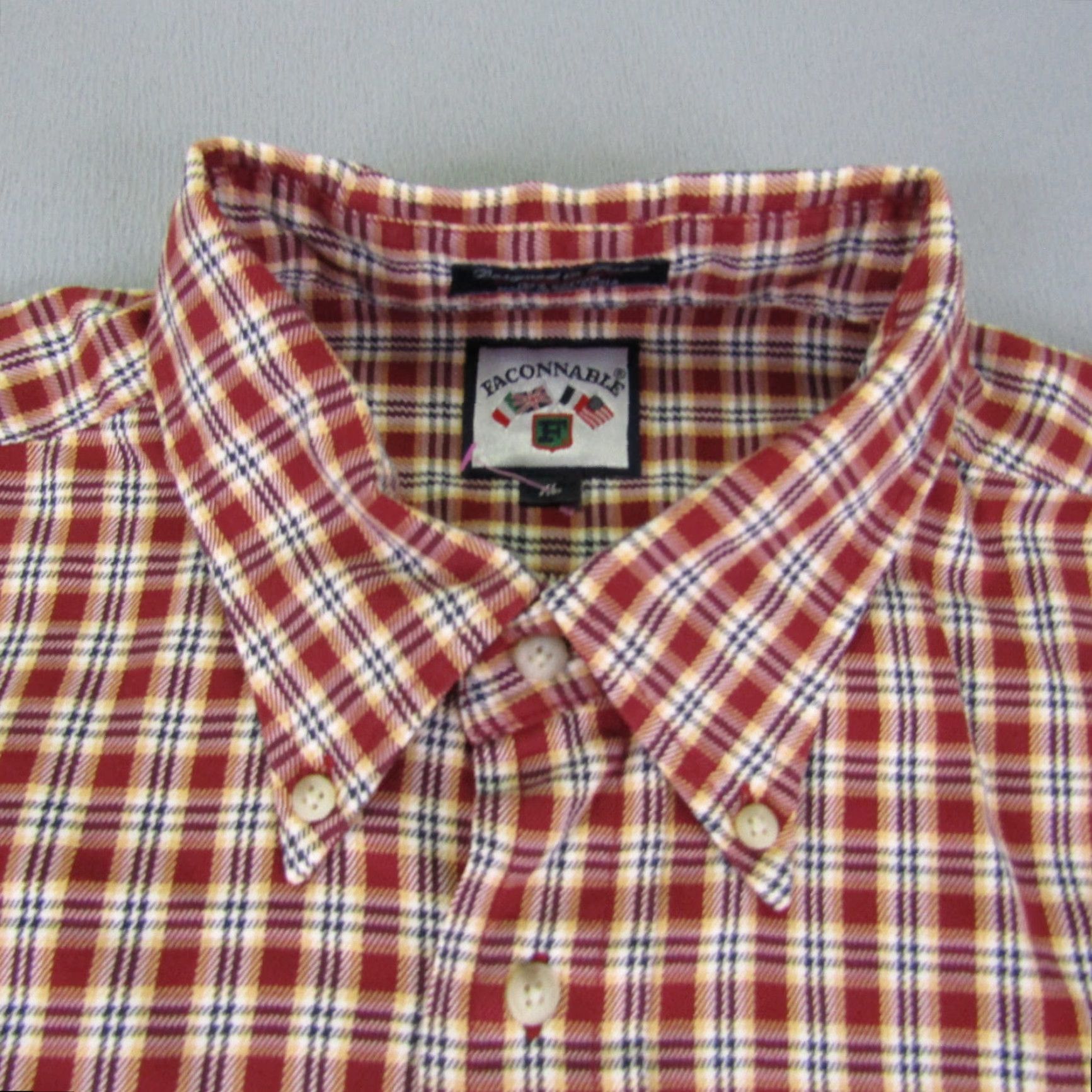 Faconnable VINTAGE Faconnable Shirt Mens XL Red Plaid Button-Up Cotton Twill Outdoors Size US XL / EU 56 / 4 - 2 Thumbnail