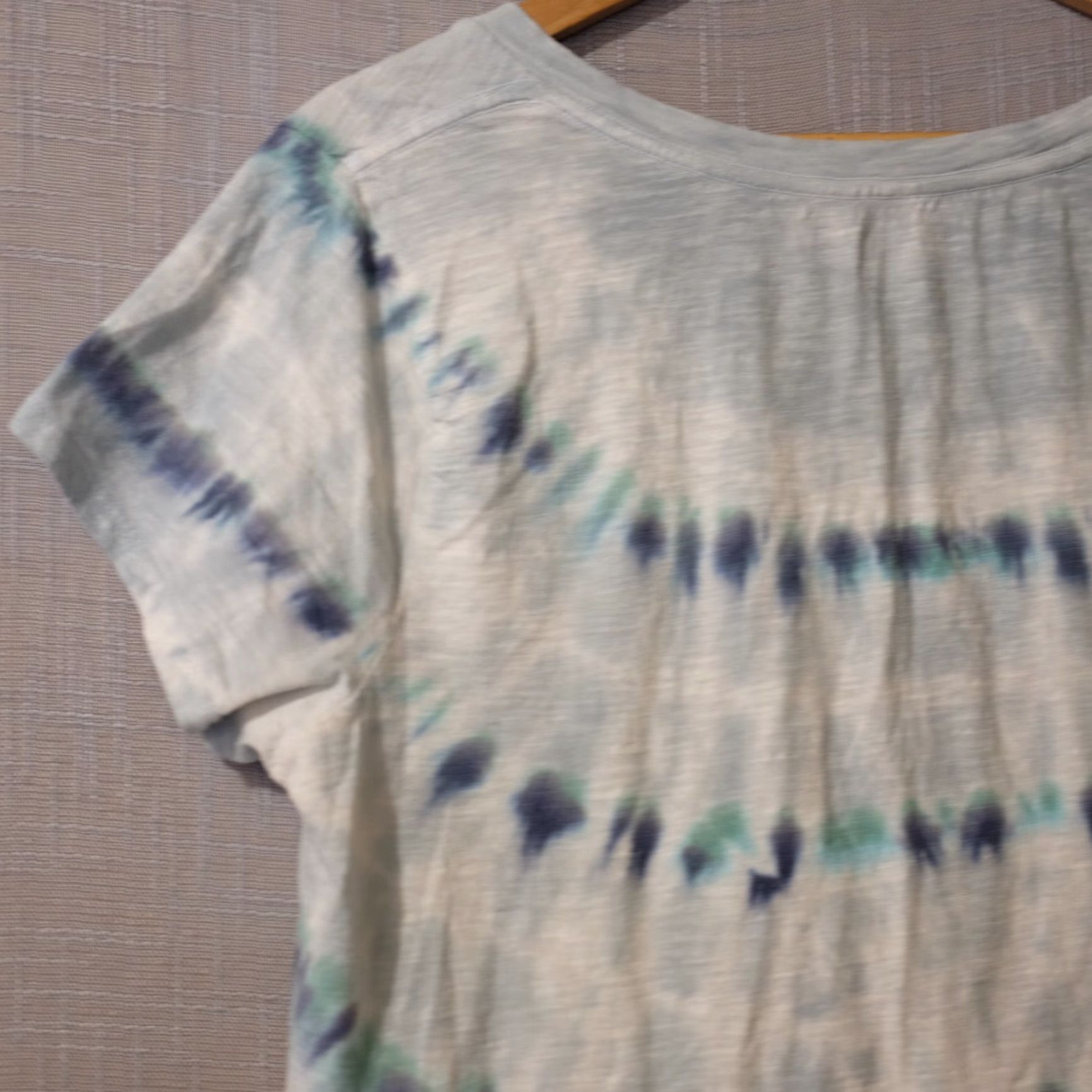 Lucky Brand Lucky Brand Tie Dye Front Twist Green White Short Sleeve Womens L Shirt XS-? [Oops] Size 36" / US 14 / IT 50 - 6 Thumbnail