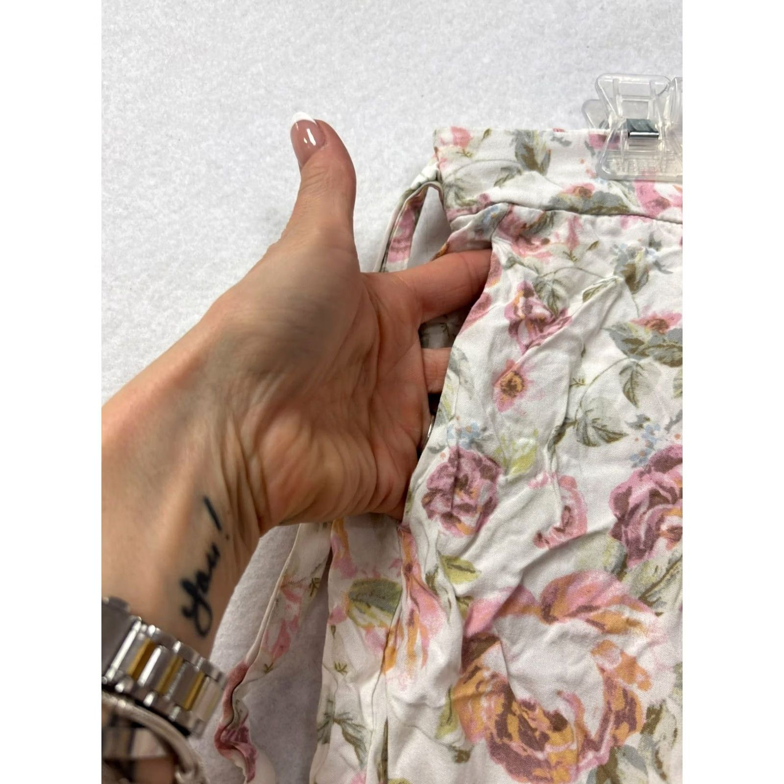 Vintage Jules & Leopold Floral Wide-Leg Rayon Pants Tie Waist Women XL White Dress Pants Size 40" / US 18 - 4 Thumbnail