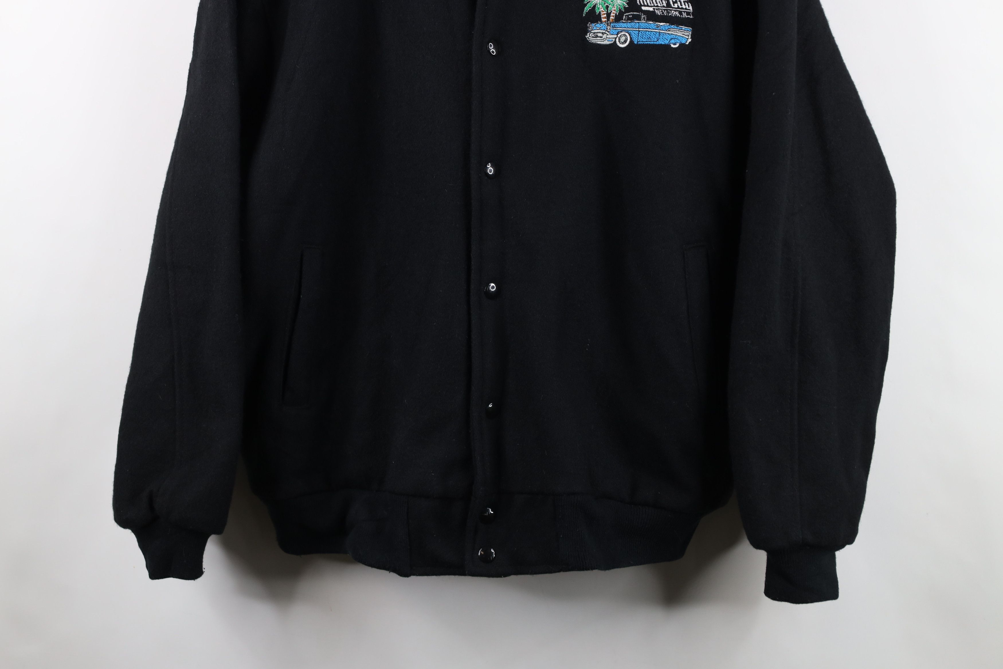 Vintage Vintage 90s City Casino Wool Varsity Bomber Jacket Black USA Size US XL / EU 56 / 4 - 3 Thumbnail