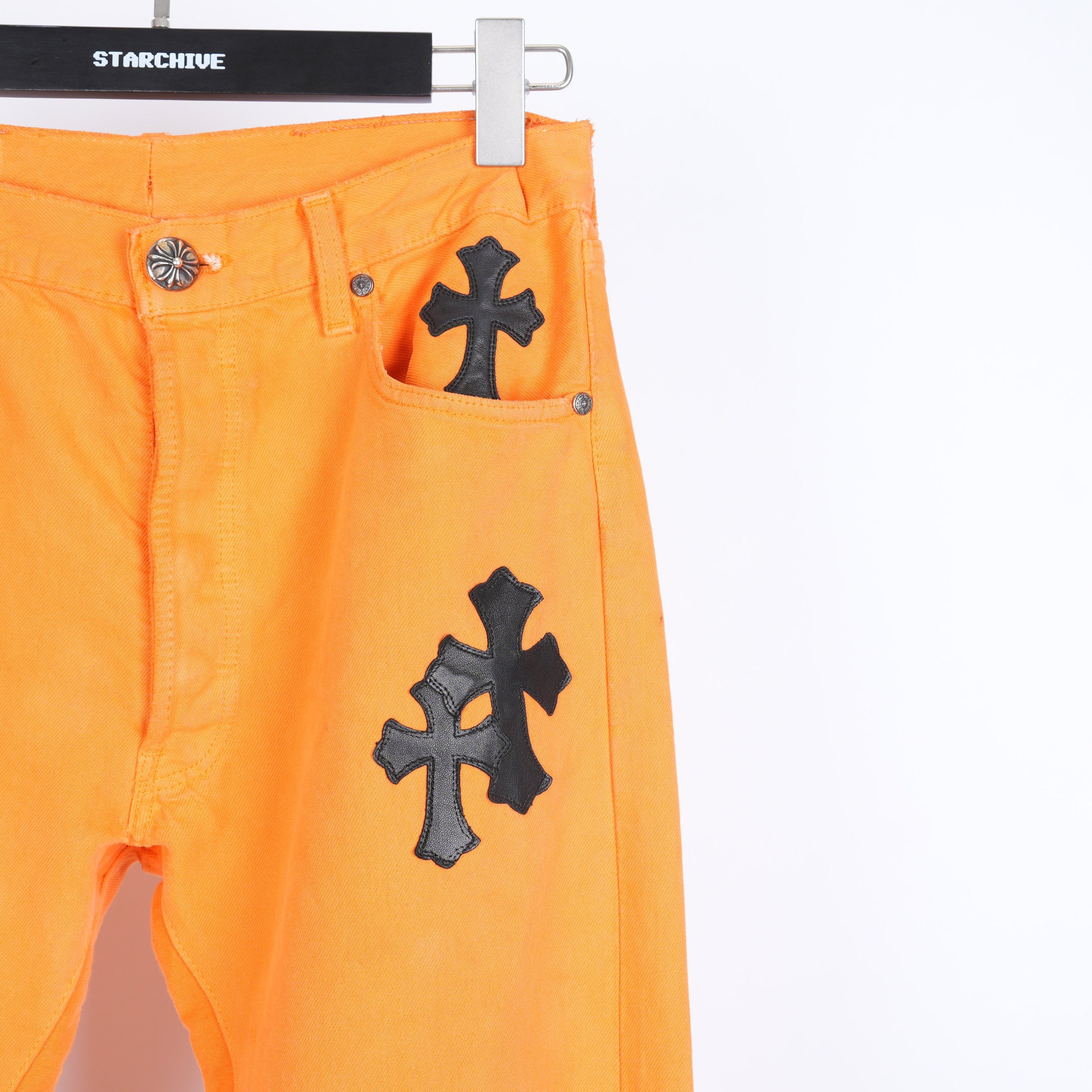 Chrome Hearts CHROME HEARTS VIRGIL ABLOH ORANGE/BLACK PATCH DENIM Size US 33 - 4 Thumbnail