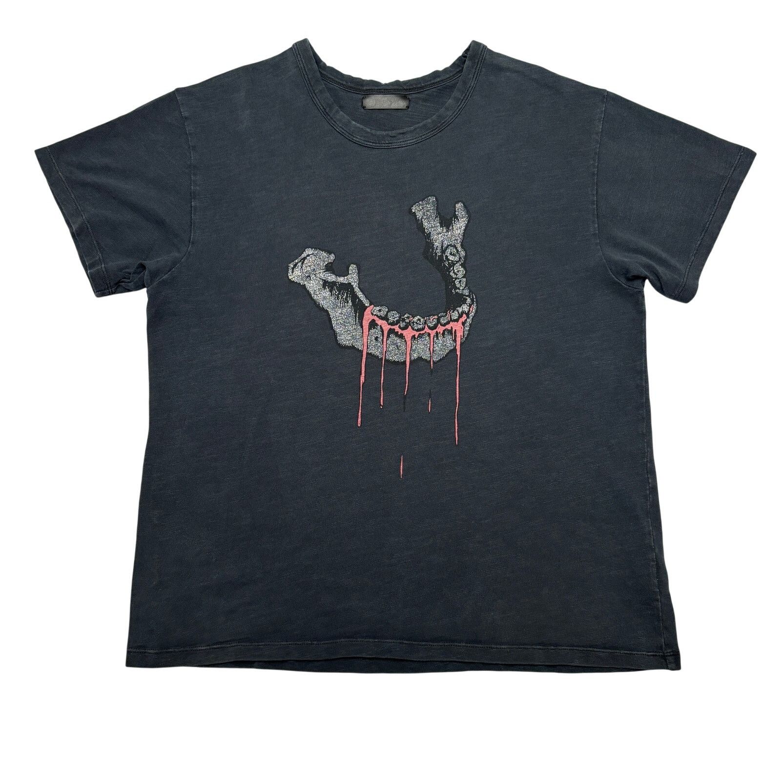 Amiri Amiri Black Jaw Print Distressed Cotton Tee Shirt Men's M Size US M / EU 48-50 / 2 - 1 Thumbnail