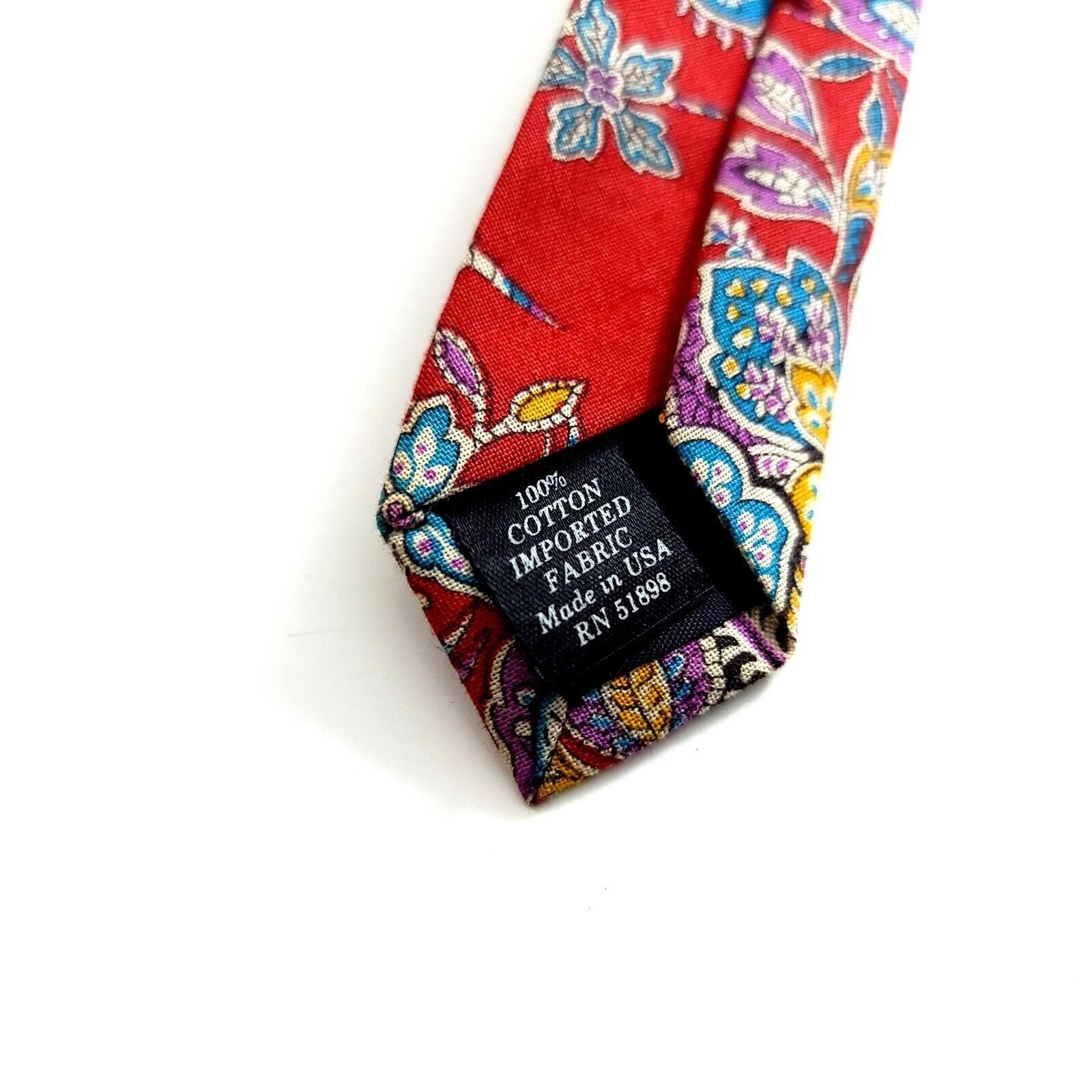Designer Tango Max Raab Red Floral Print Short Wide Silk Tie Size ONE SIZE - 4 Thumbnail
