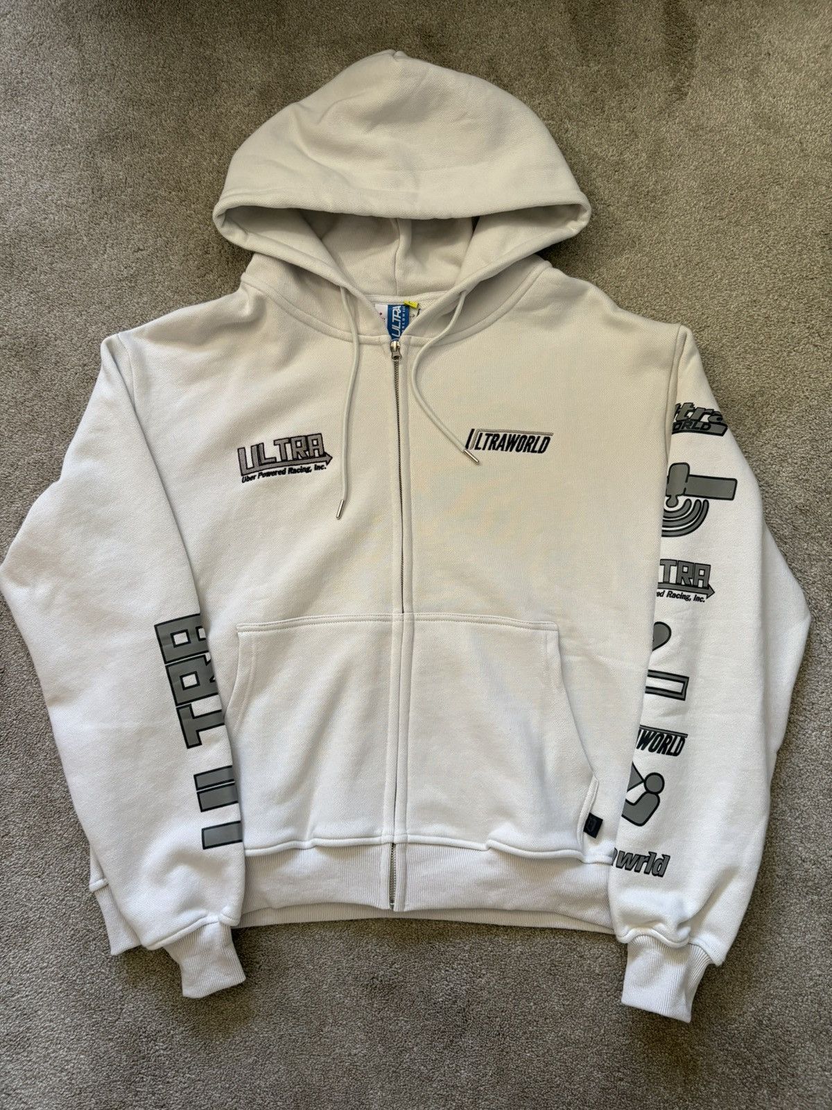 トップス Mr.White Murd333r.fm 'Chop333r' White Zip Up Hoodie – Showroom LA