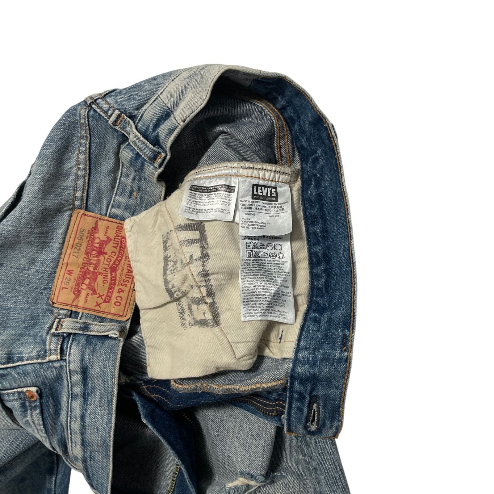 Levi's Levis Jeans LVC 1967 505-0217 Blue Light Wash Selvedge 29x31 Size 29" - 8 Thumbnail