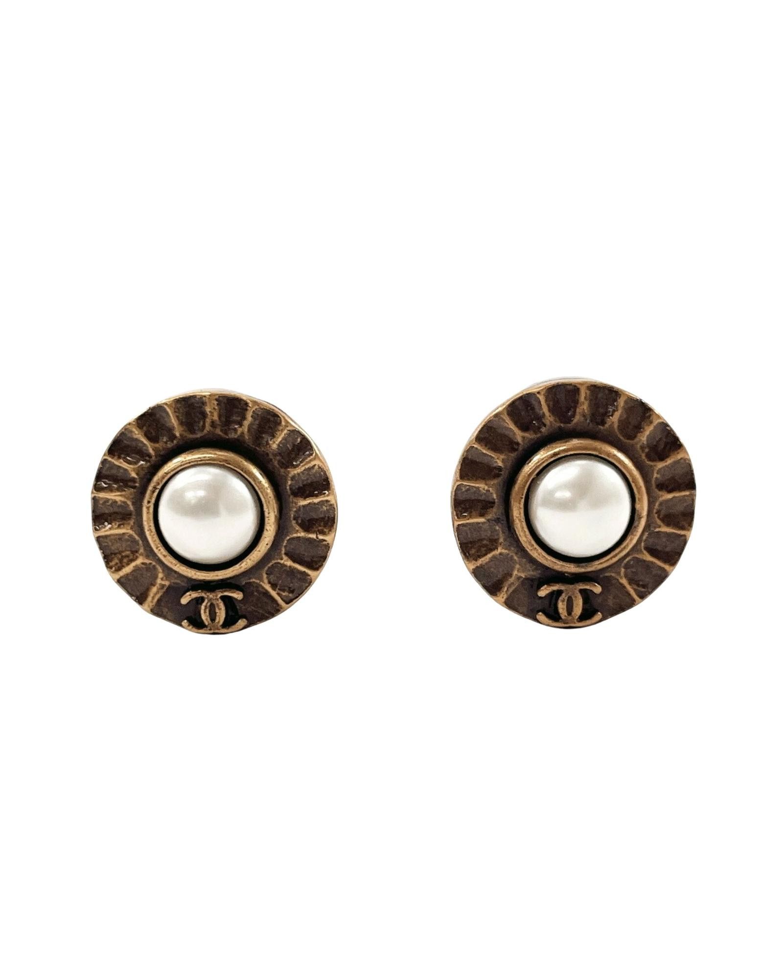 image of Chanel Vintage Gold Clip Earrings With Timeless Elegance, Women's