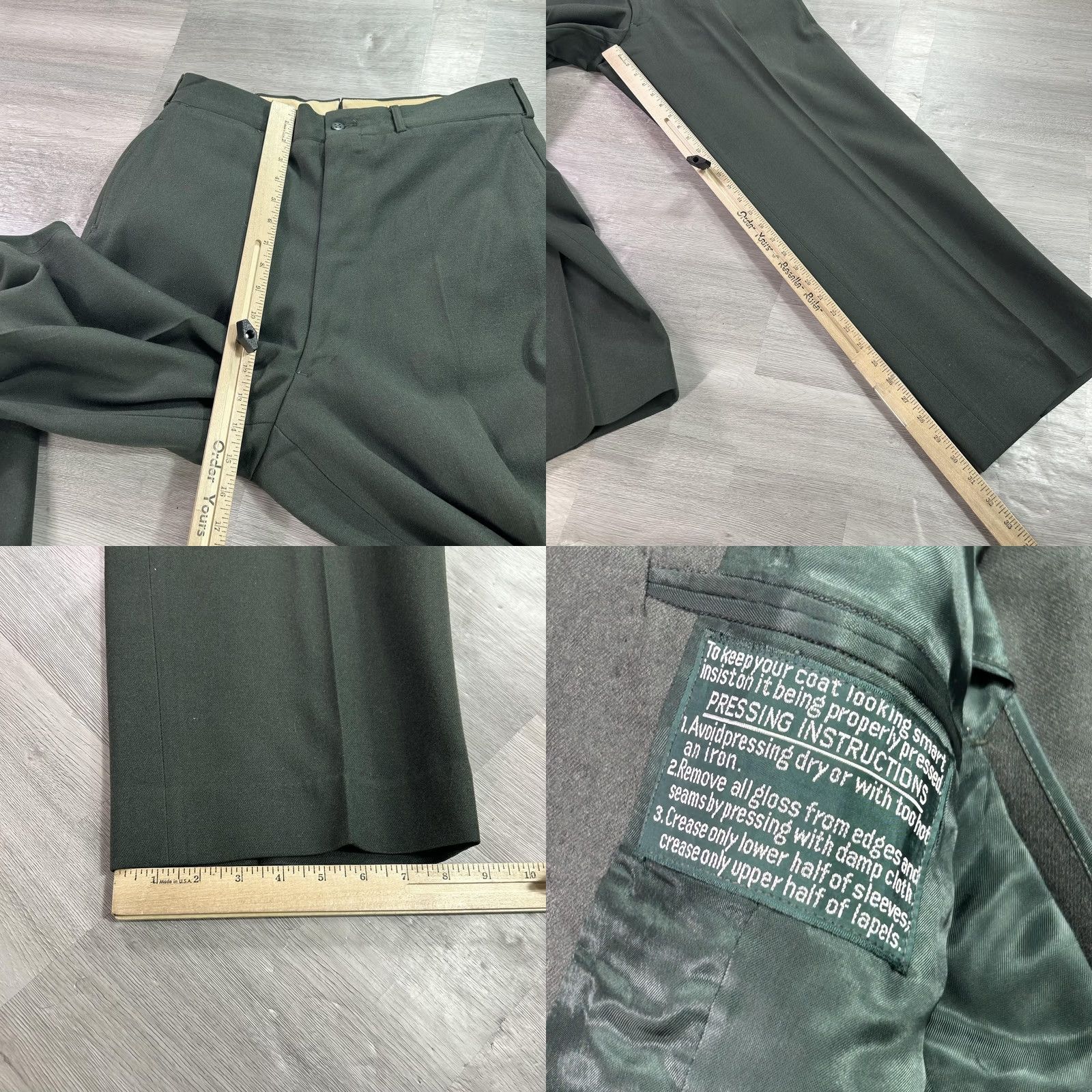 Vintage US Army Green Dress Suit Mens 41L Jacket 30x31 Pants 2 Piece Uniform Formal Shirt Hoodie Hat Size 42R - 10 Thumbnail