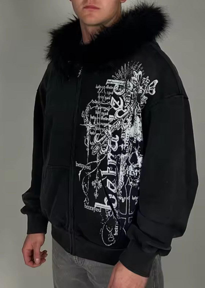 Other Fashion Punk Y2K Goth Grunge Dark Totem Fur Hoodies Size US XL / EU 56 / 4 - 3 Thumbnail