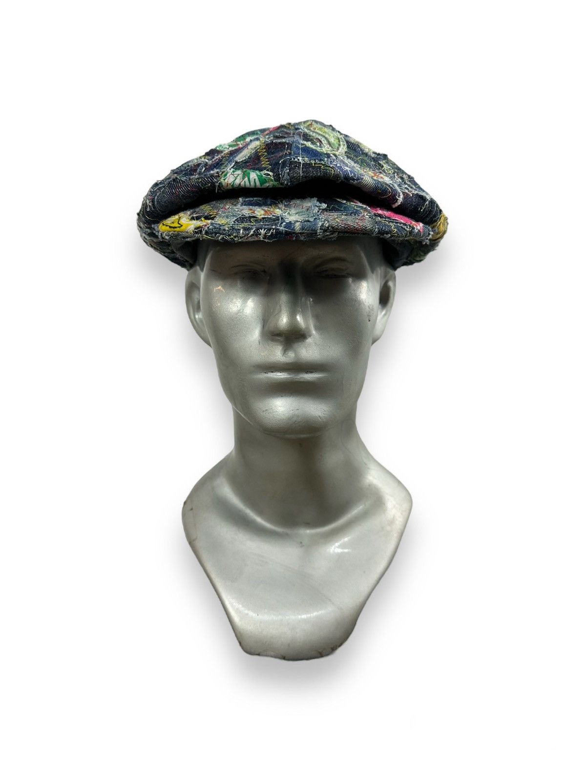 Art Comes First Custom Made Distressed Denim Paisley Patchwork Newsboy hats Size ONE SIZE - 3 Thumbnail