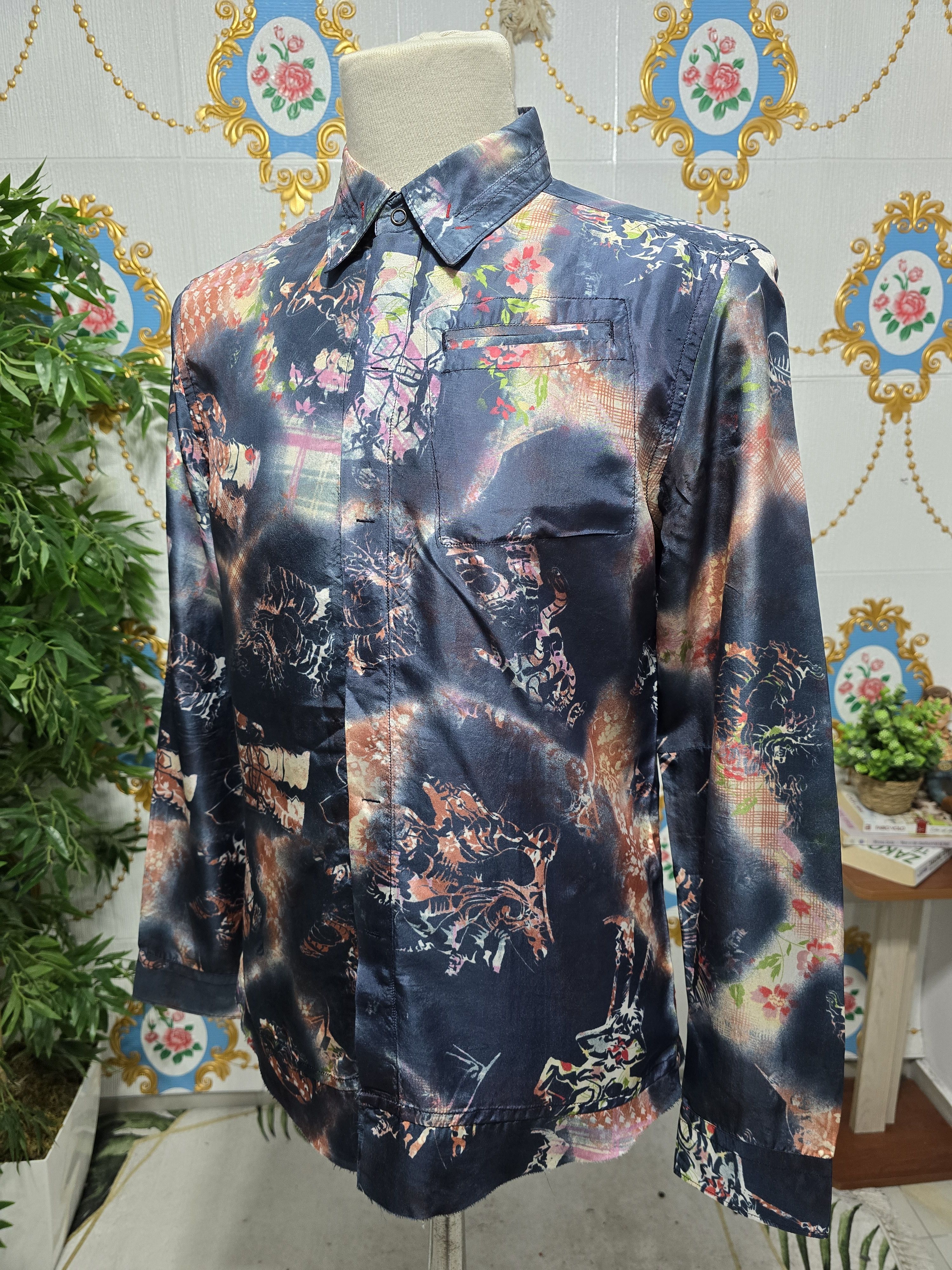 Marithe + Francois Girbaud MARITHE FRANCOIS GIRBAUD Navy Multicolored. 90' 100% silk Size US M / EU 48-50 / 2 - 5 Thumbnail
