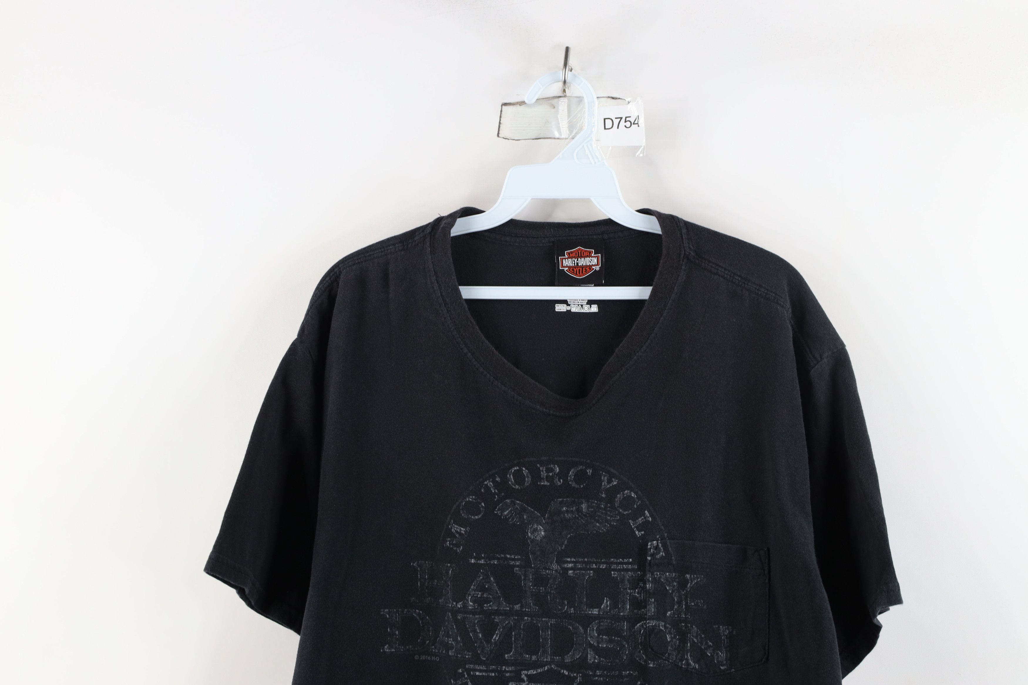 Harley Davidson × Vintage Vintage Harley Davidson Spell Out Eagle Pocket T-Shirt Black Size US XXL / EU 58 / 5 - 2 Thumbnail