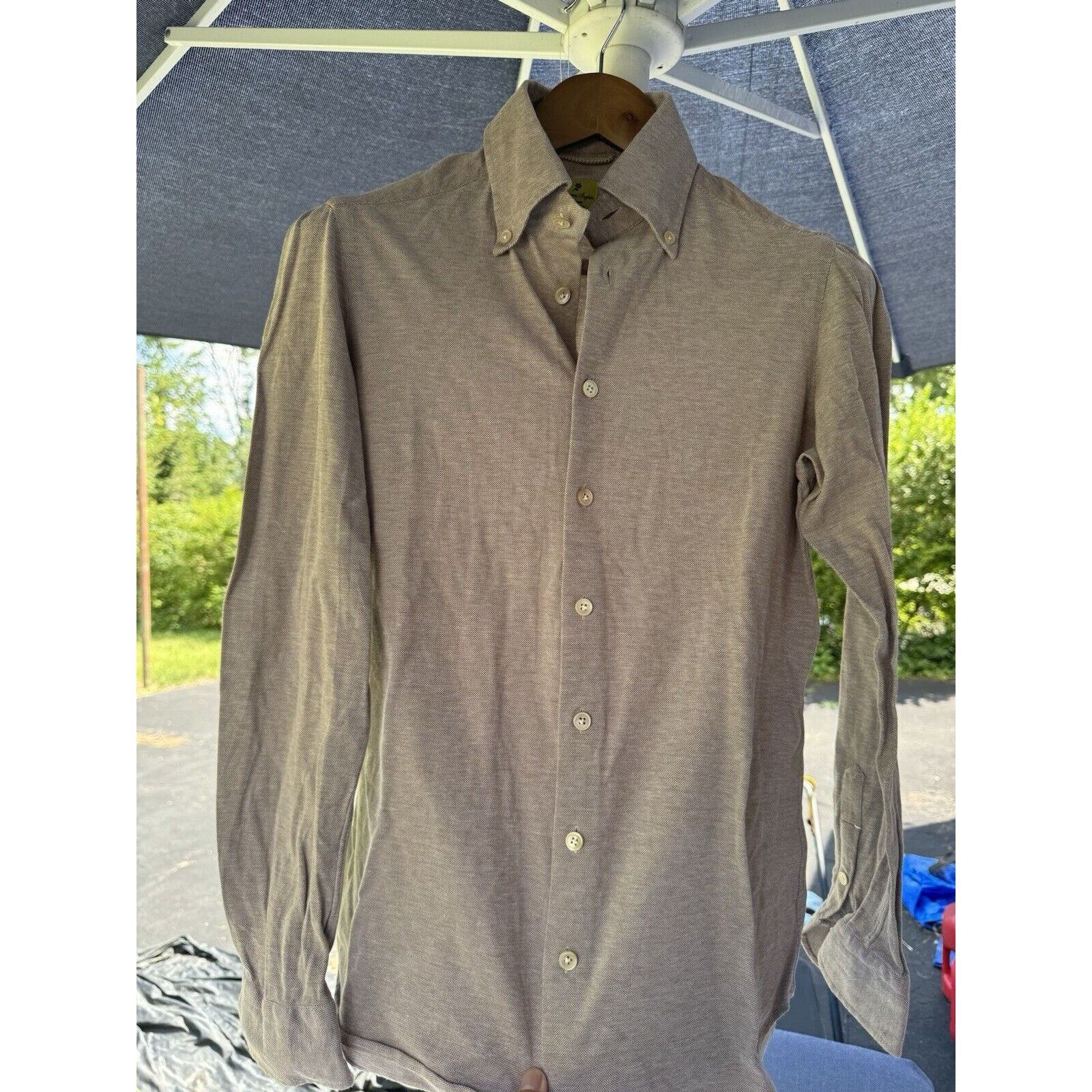 G. Inglese G. Inglese Button Down Polo Shirt Taupe 15/38 Small NMWA Size US S / EU 44-46 / 1 - 1 Thumbnail