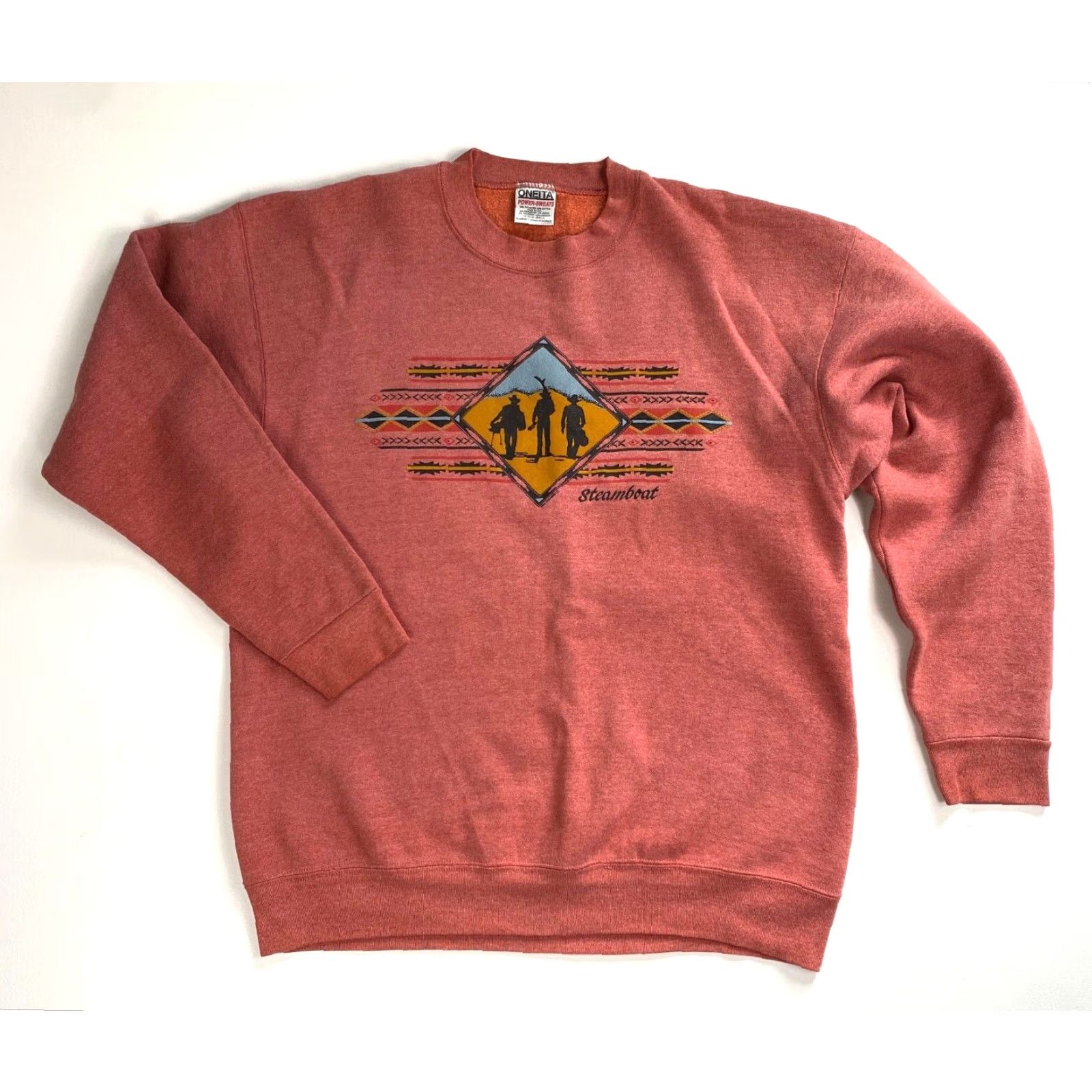 Vintage Oneita Vintage 90s Steamboat Sweatshirt XL Coral Puff Print Fleece Crew Neck Men’s Pullover Sweatshirt Size US XL / EU 56 / 4 - 2 Thumbnail