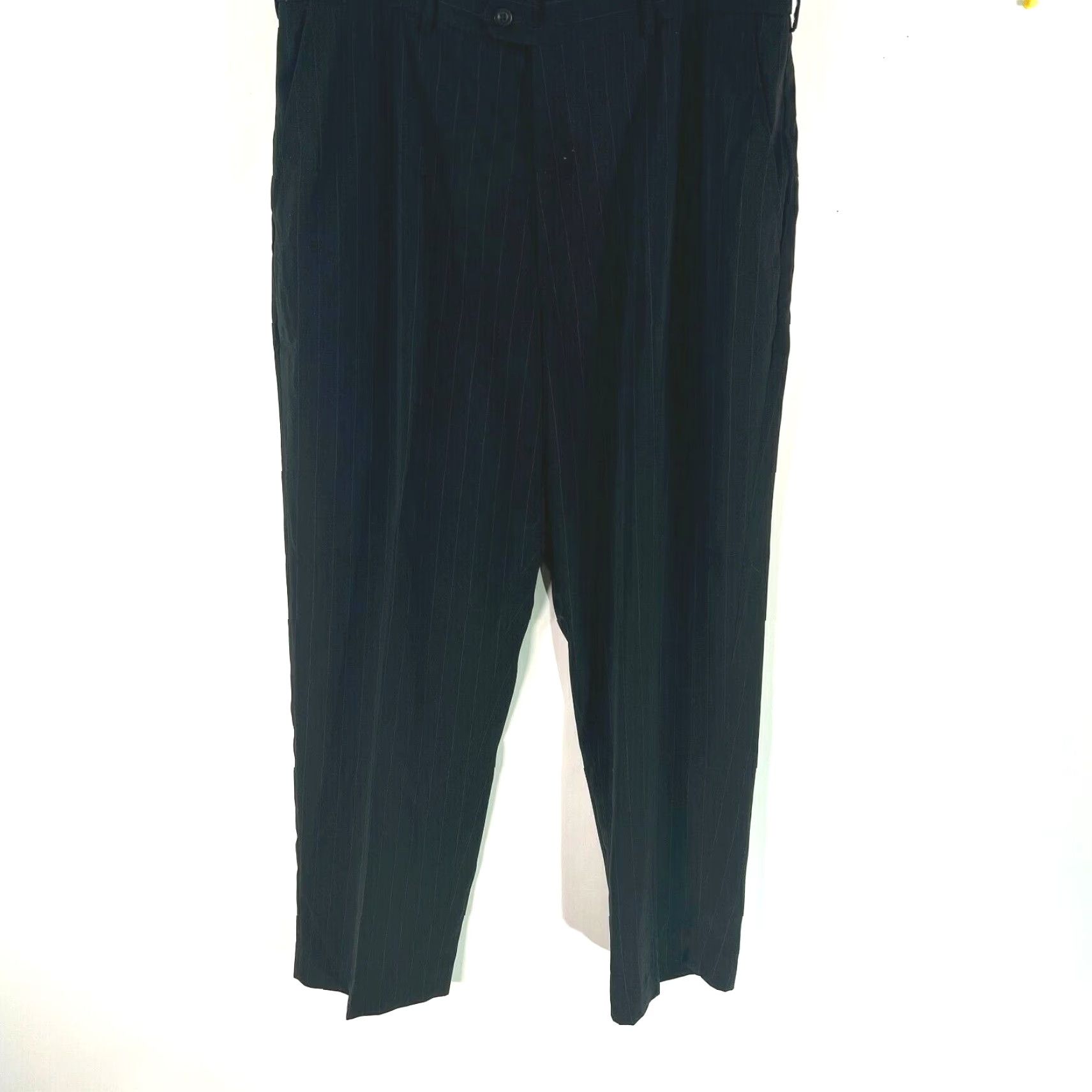 Alfani Alfani Mens Flat Front Striped Black Dress Pants 38X30 Size 38X30 Pants Men Black Dress Pants Size US 38 / EU 54 - 3 Thumbnail