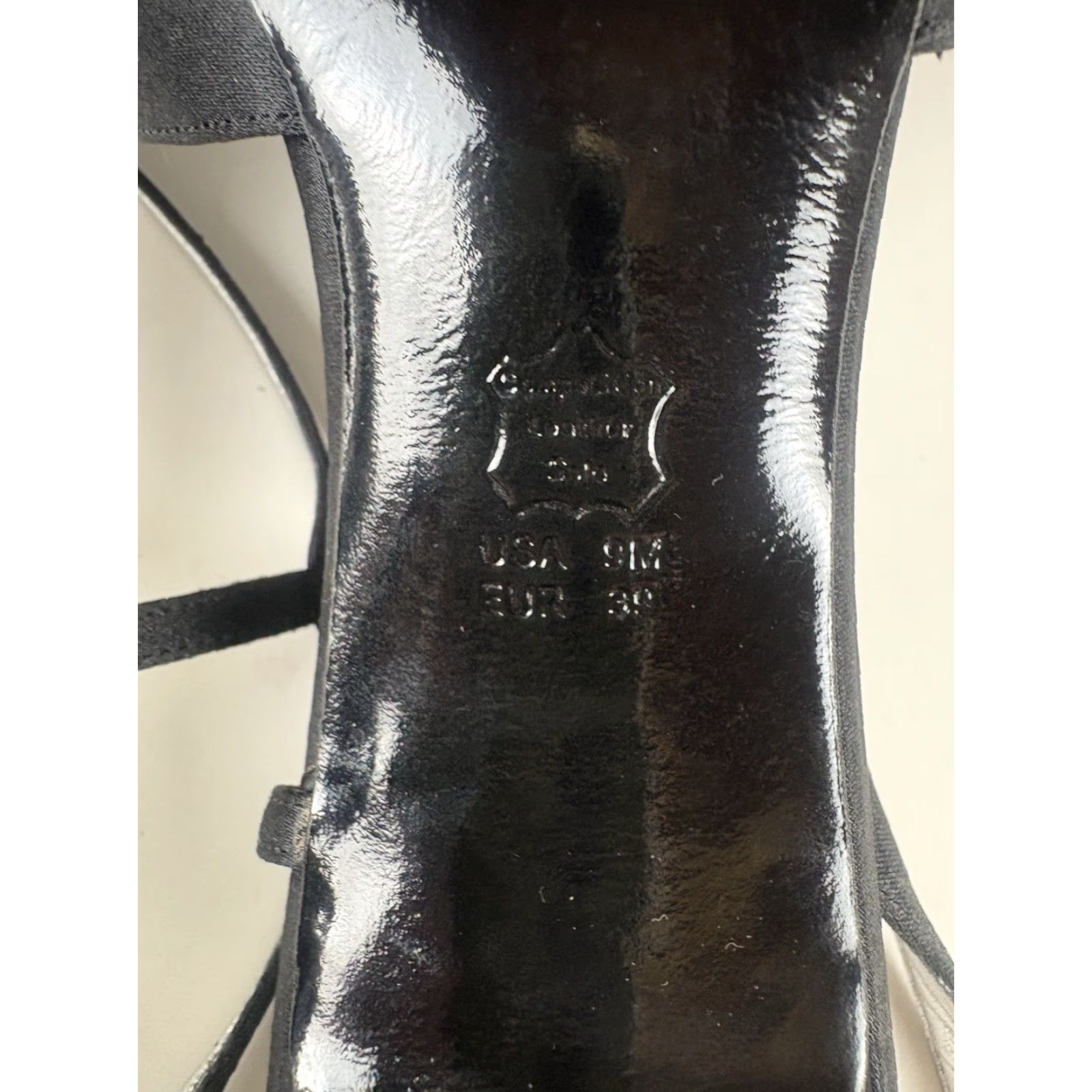 Vintage Nina Calise Slingback Heels Womens Satin Black Open Toe Kitten Heel 2.5 in Leather Sole M 9 Size US 9 / IT 39 - 6 Thumbnail