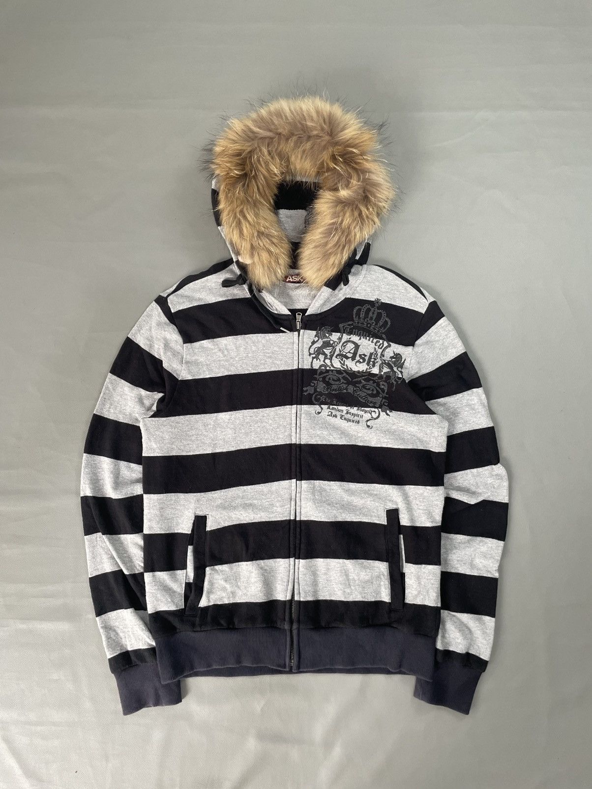 Ask Enquired Fur Hoodie Stripe Gothic ifsix lgb style