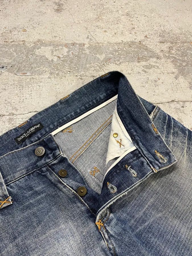 Dolce & Gabbana 2000s Dolce & Gabbana Distressed Blue Denim Jeans Size US 32 / EU 48 - 10 Thumbnail