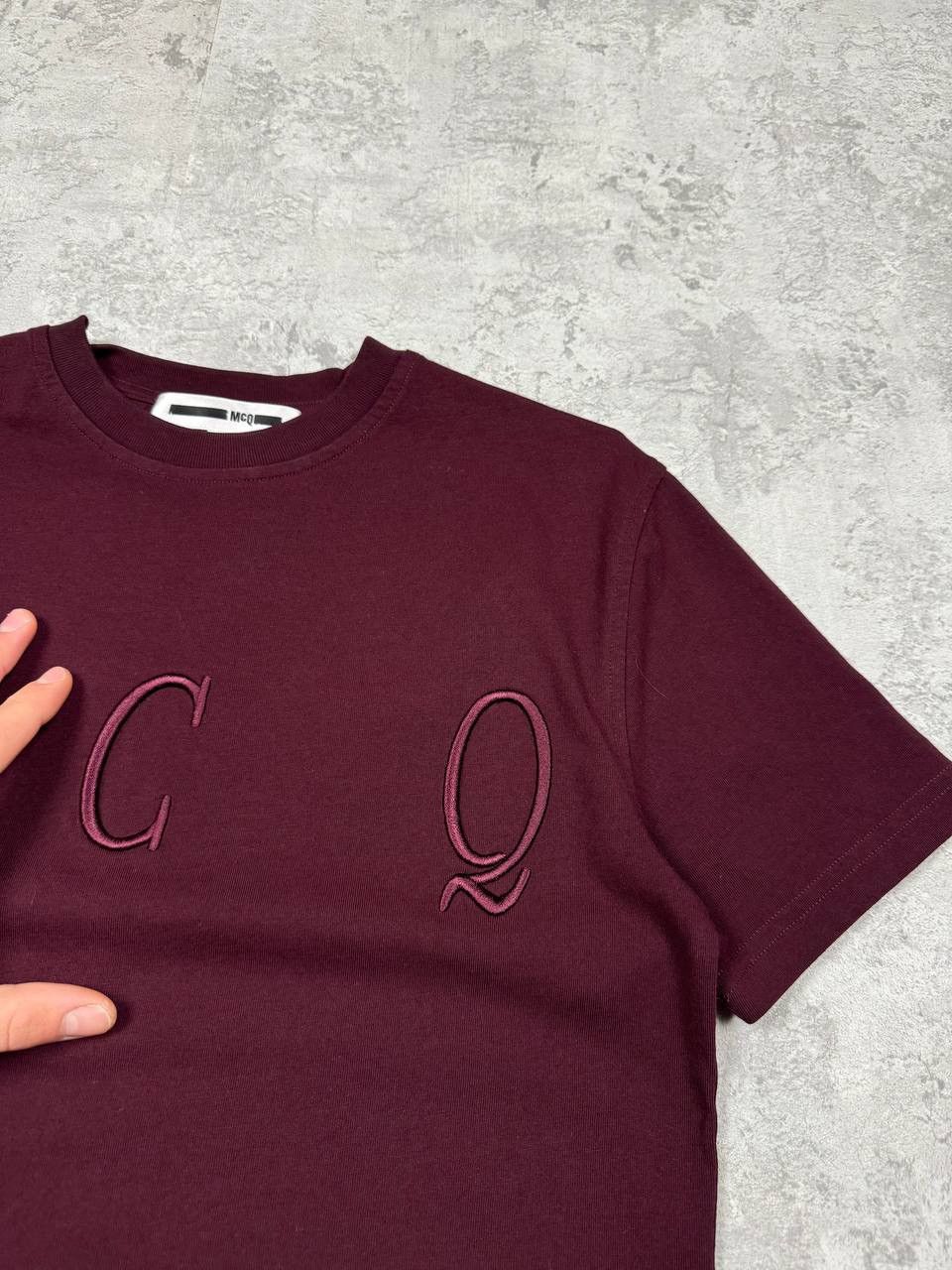 Alexander McQueen MCQ Mens Burgundy T-Shirt Big Embroidered Logo Size XS Size US XS / EU 42 / 0 - 5 Thumbnail