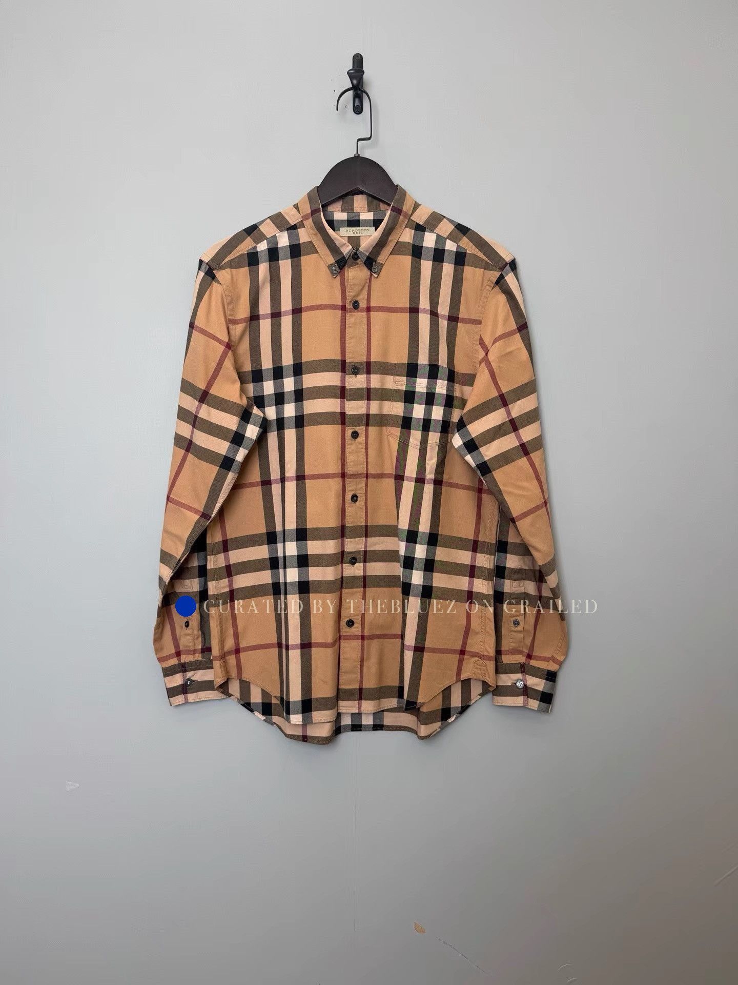 Burberry Brown Check Lapel Long Sleeve Shirt Size US M / EU 48-50 / 2 - 1 Thumbnail